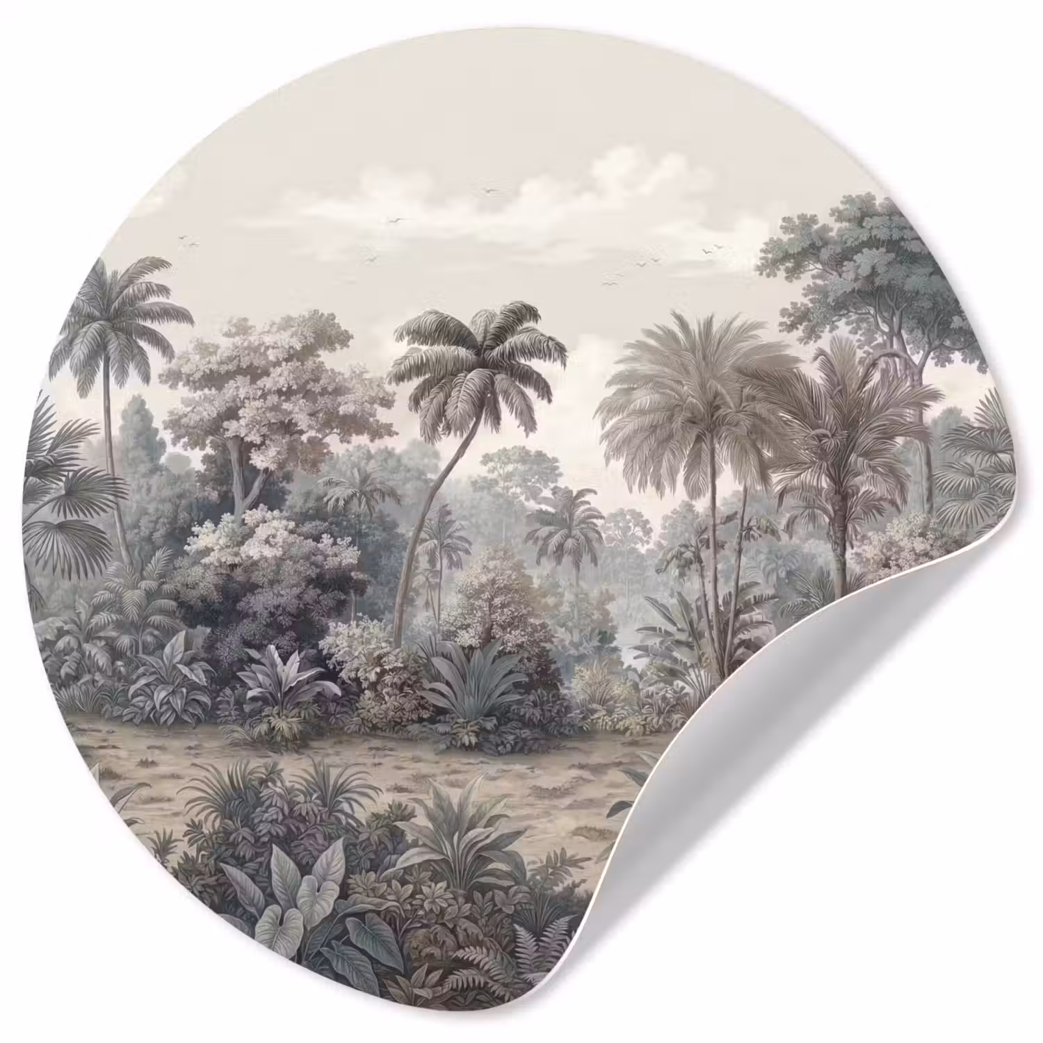 Tropisch - Landschap - Illustratie Wandcirkel behangsticker klein -3d