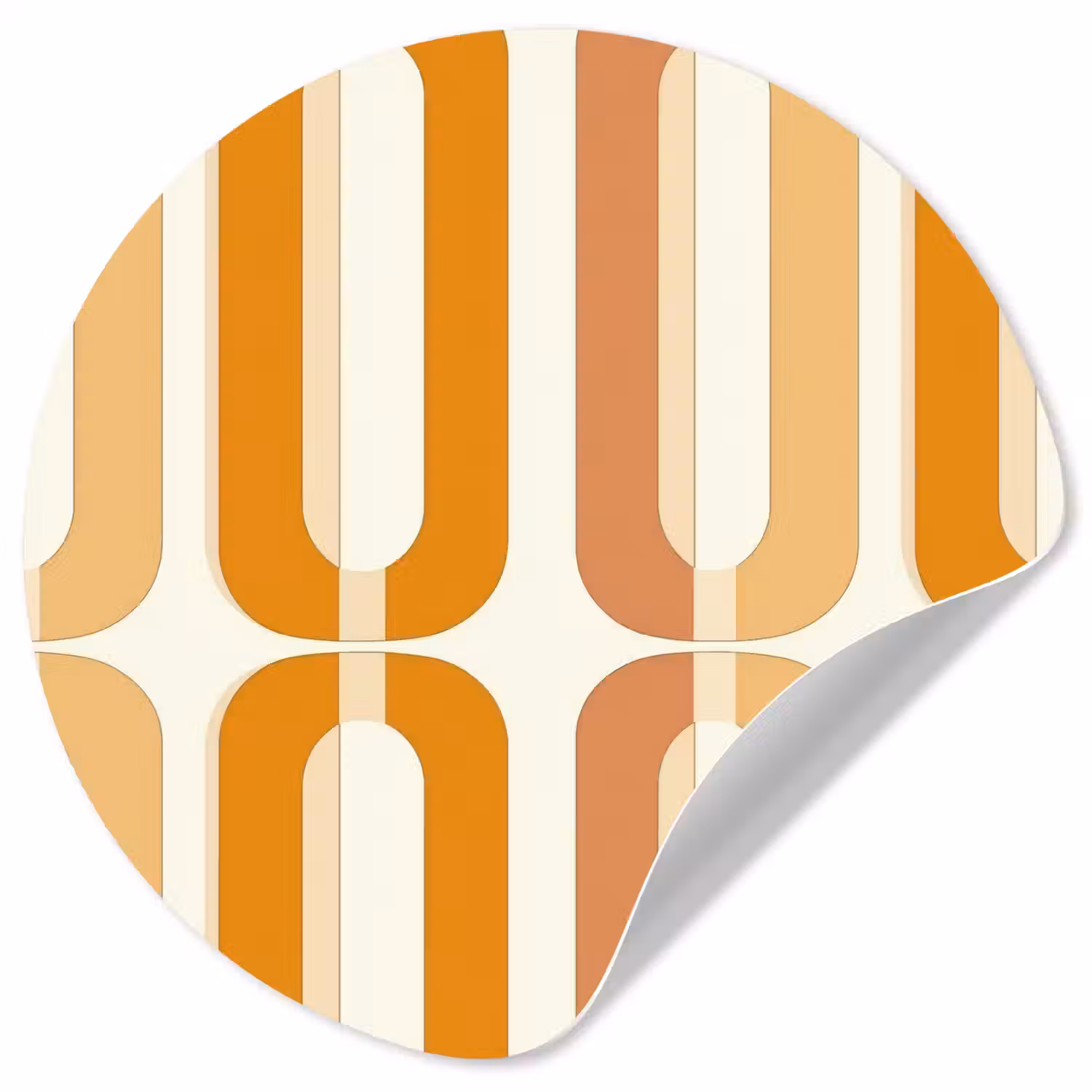 U-vorm - Retro - Oranje Wandcirkel behangsticker klein 186 -3d