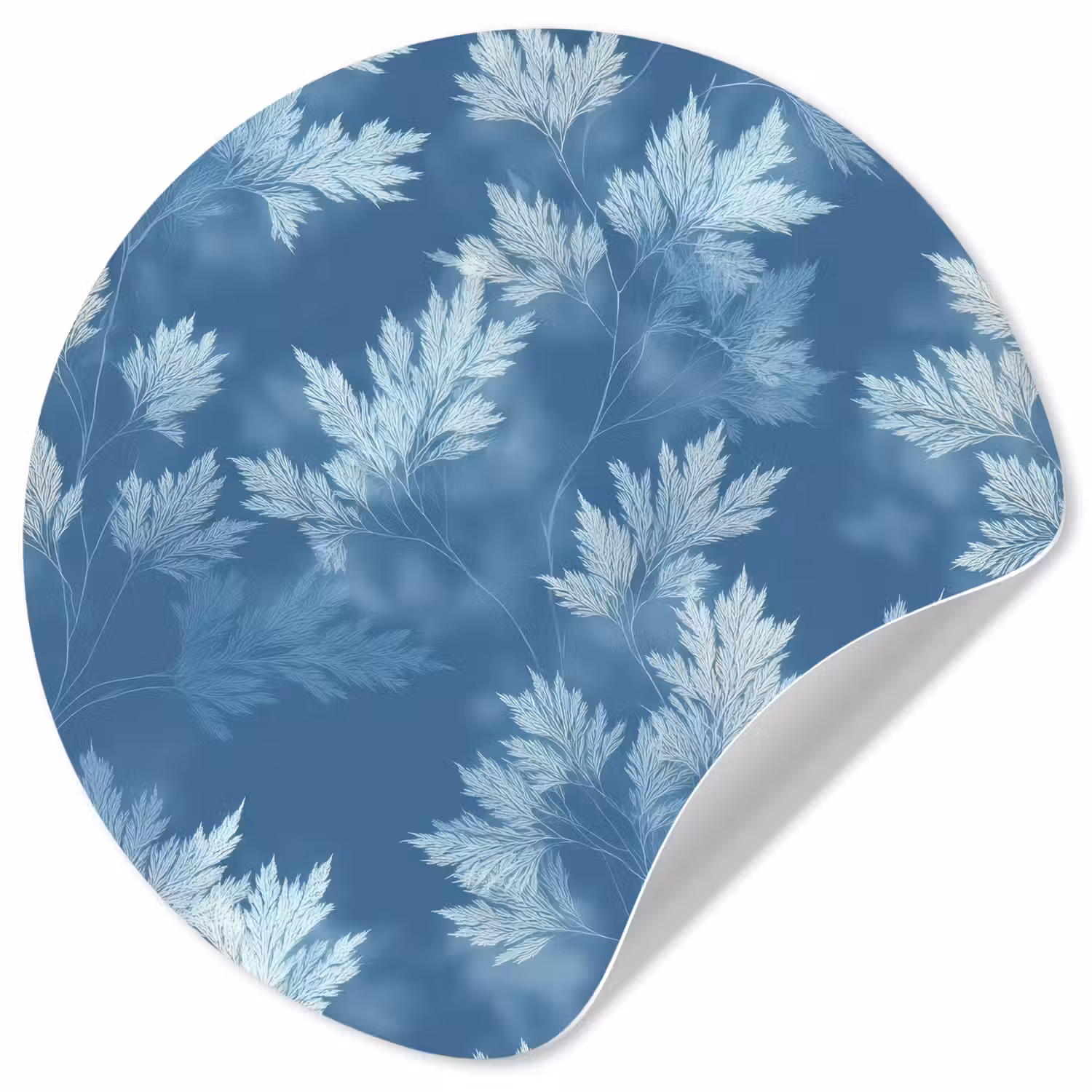 Varen - Botanisch - Patroon - Grijsblauw Wandcirkel behangsticker klein 186 -3d