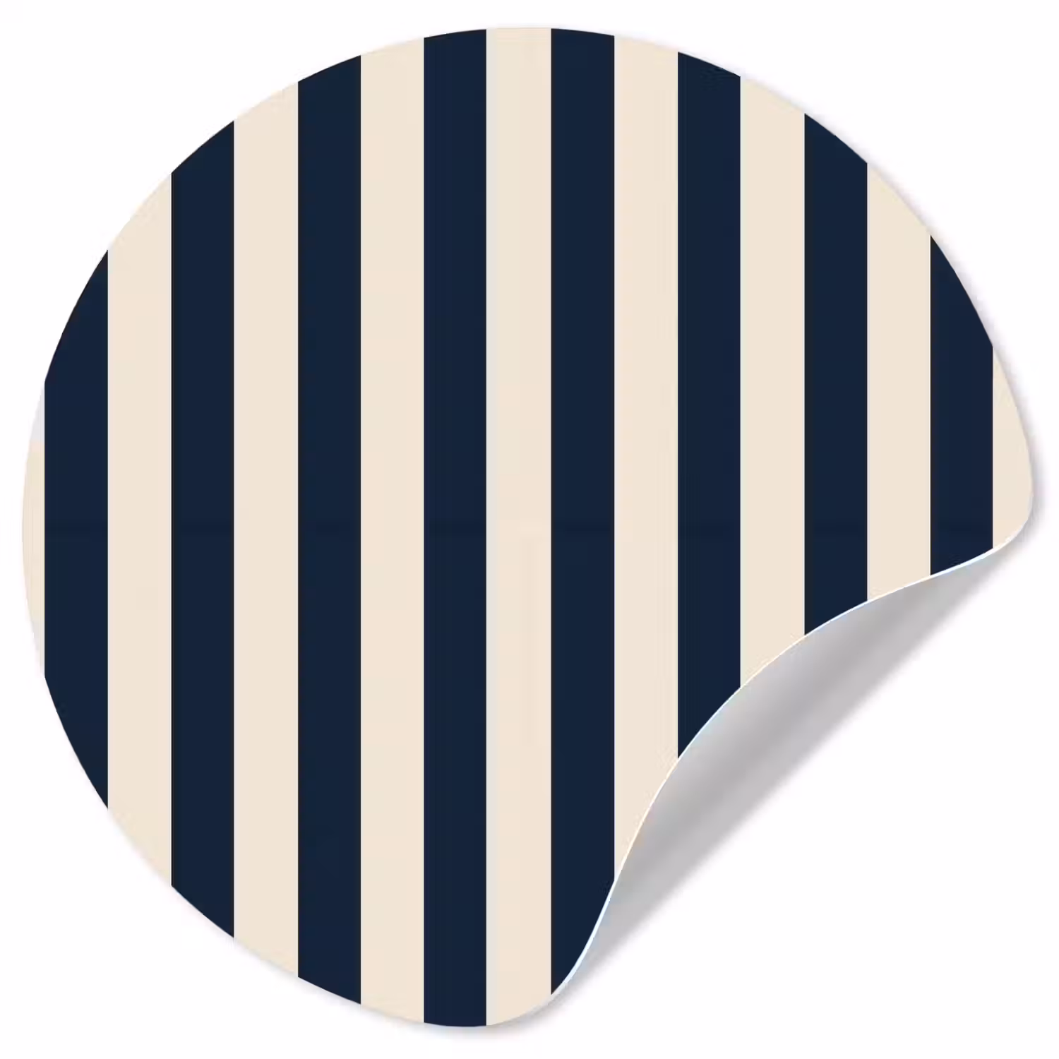 Verticale strepen - Blauw - Crème Wandcirkel behangsticker klein 186 -3d