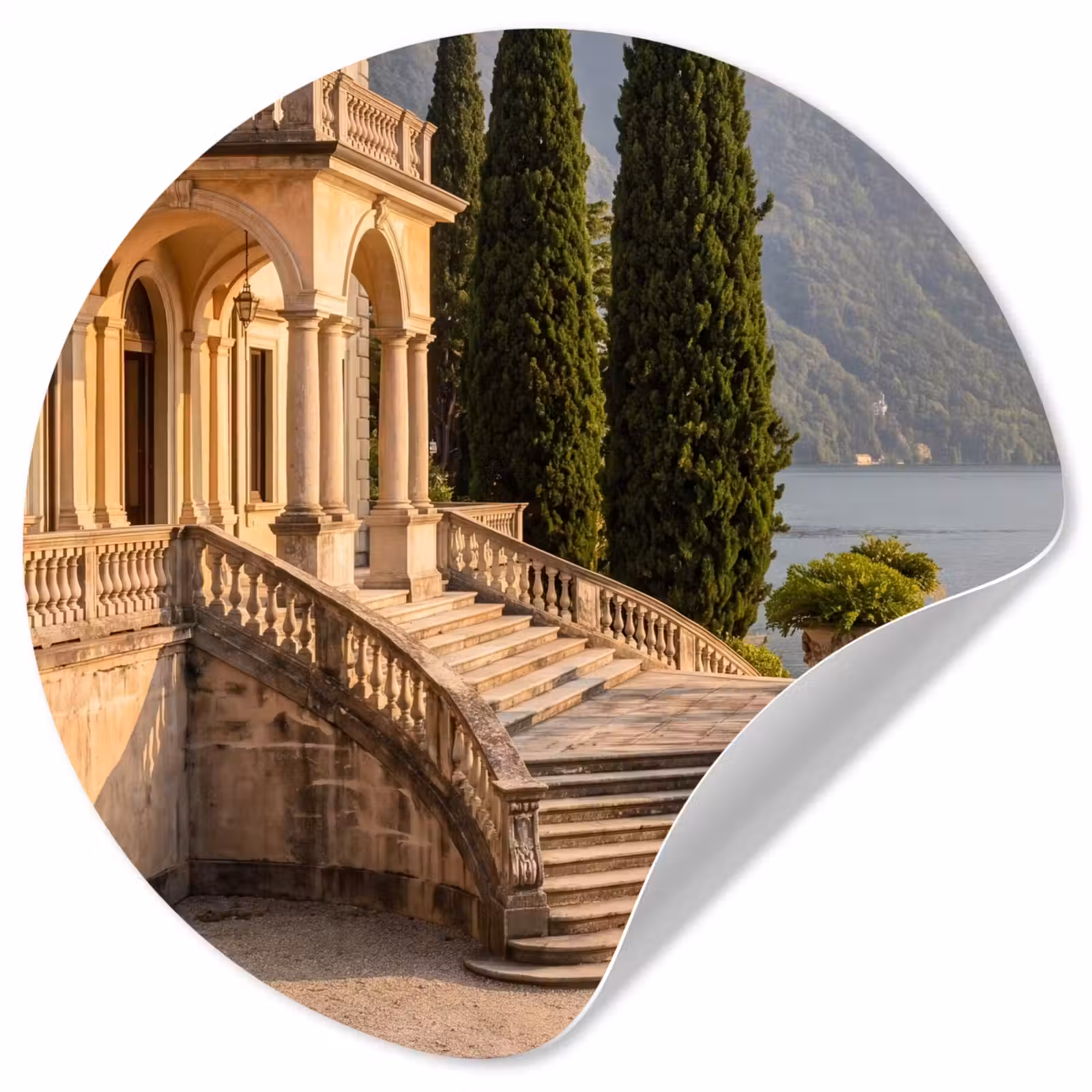 Behangcirkel - Villa - water -trappen - Villa - water -trappen Wandcirkel behangsticker klein