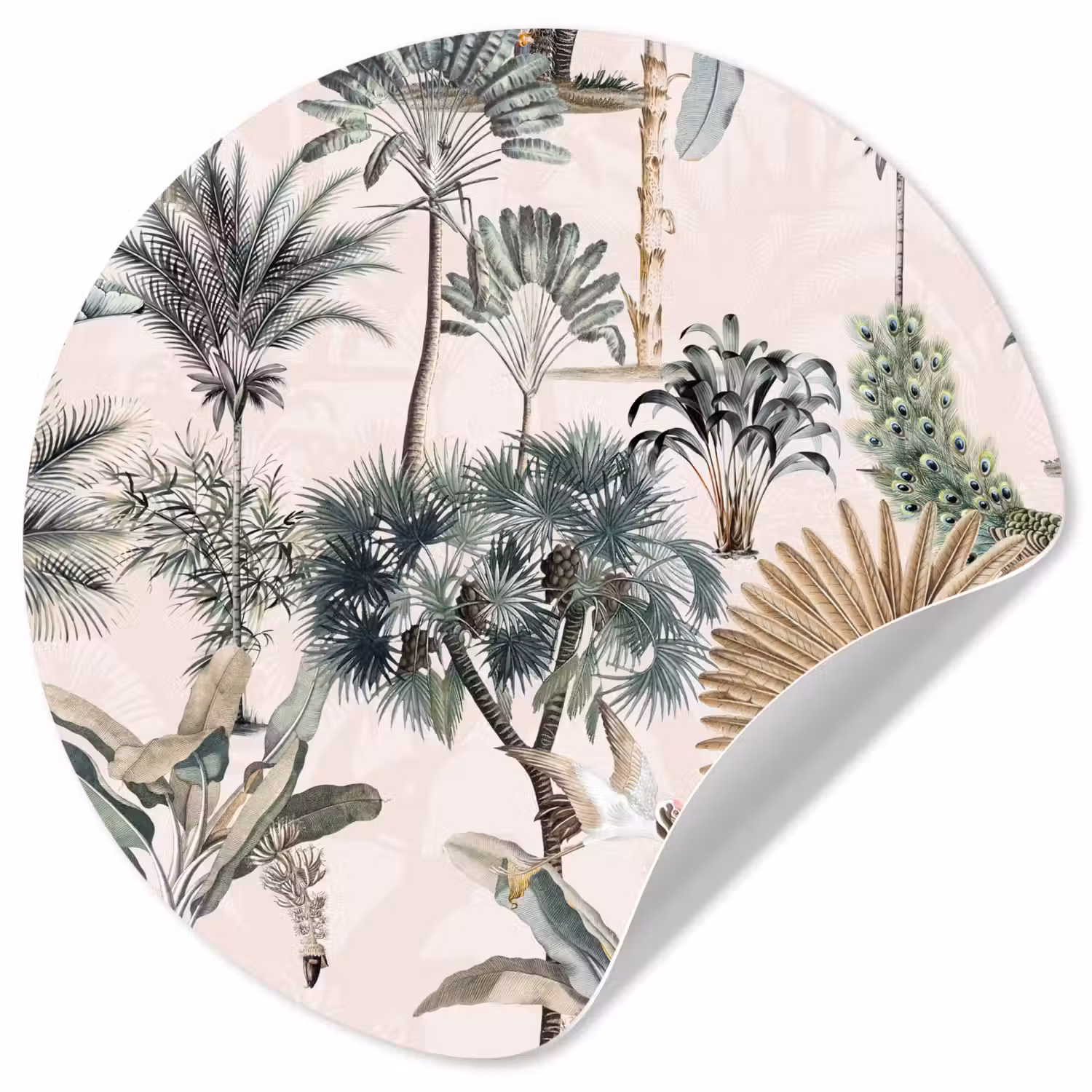 Inductie afdekplaat - Vintage - Jungle - Dieren - Natuur - Inductie beschermer Wandcirkel behangsticker klein -3d