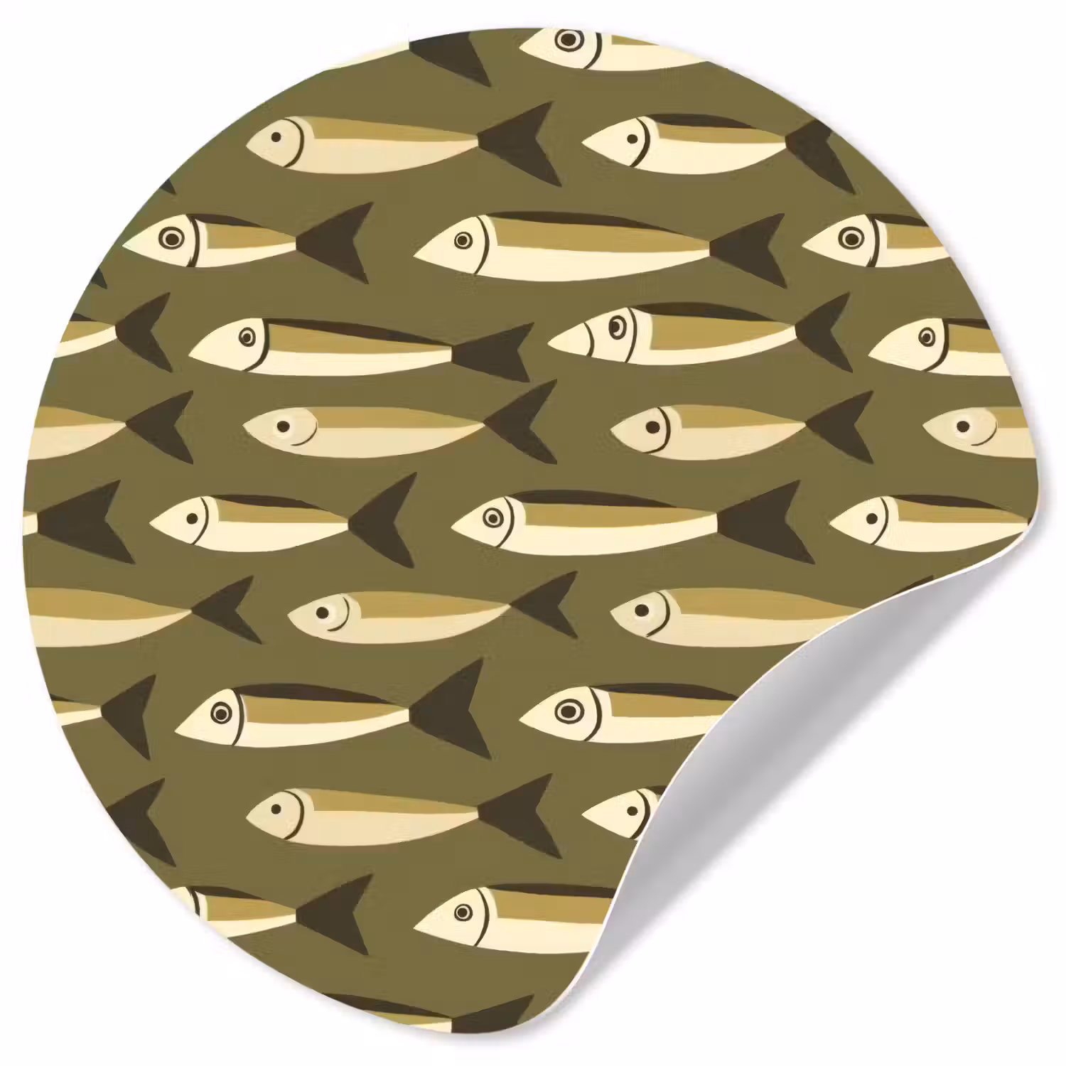 Vis - Patroon - Groen Wandcirkel behangsticker klein 186 -3d