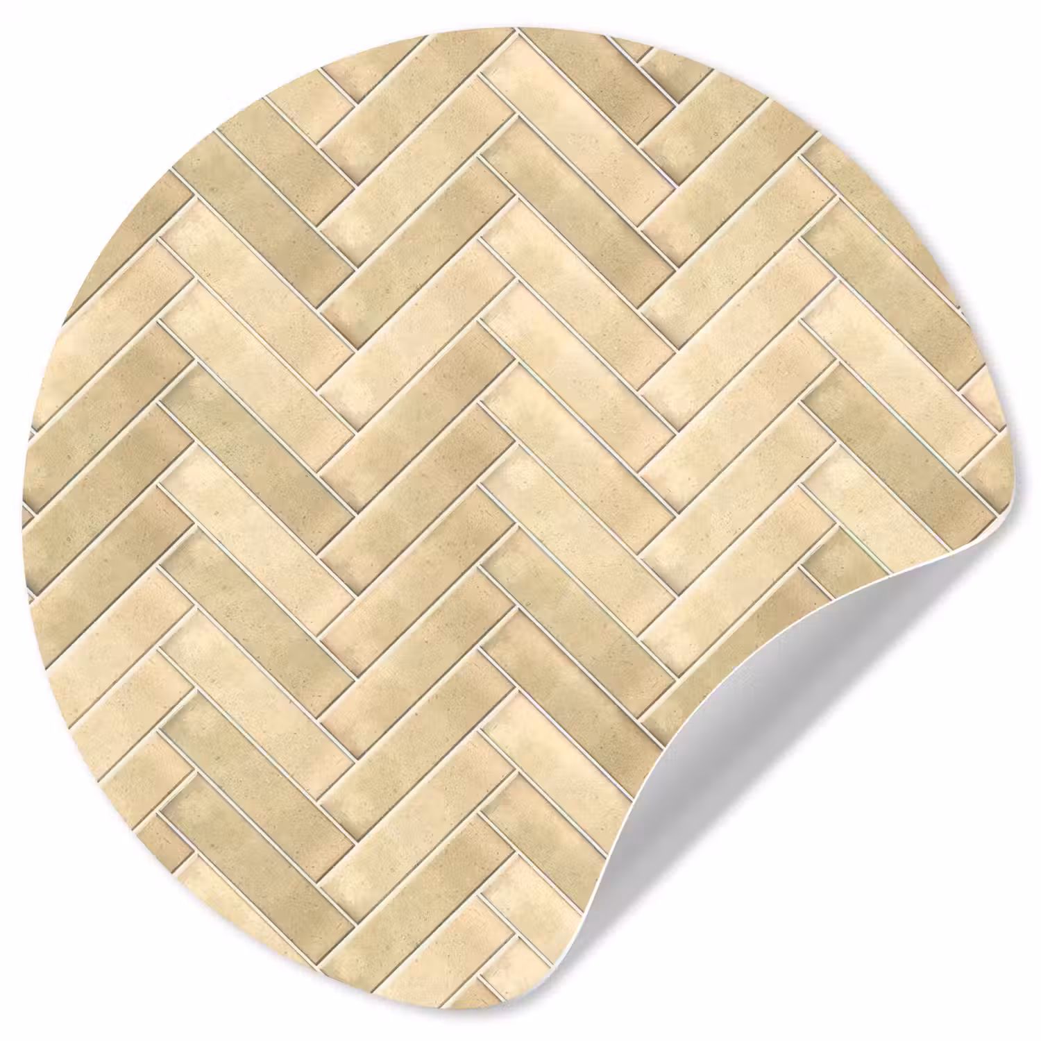 Visgraat - Tegel - Zand Wandcirkel behangsticker klein 186 -3d