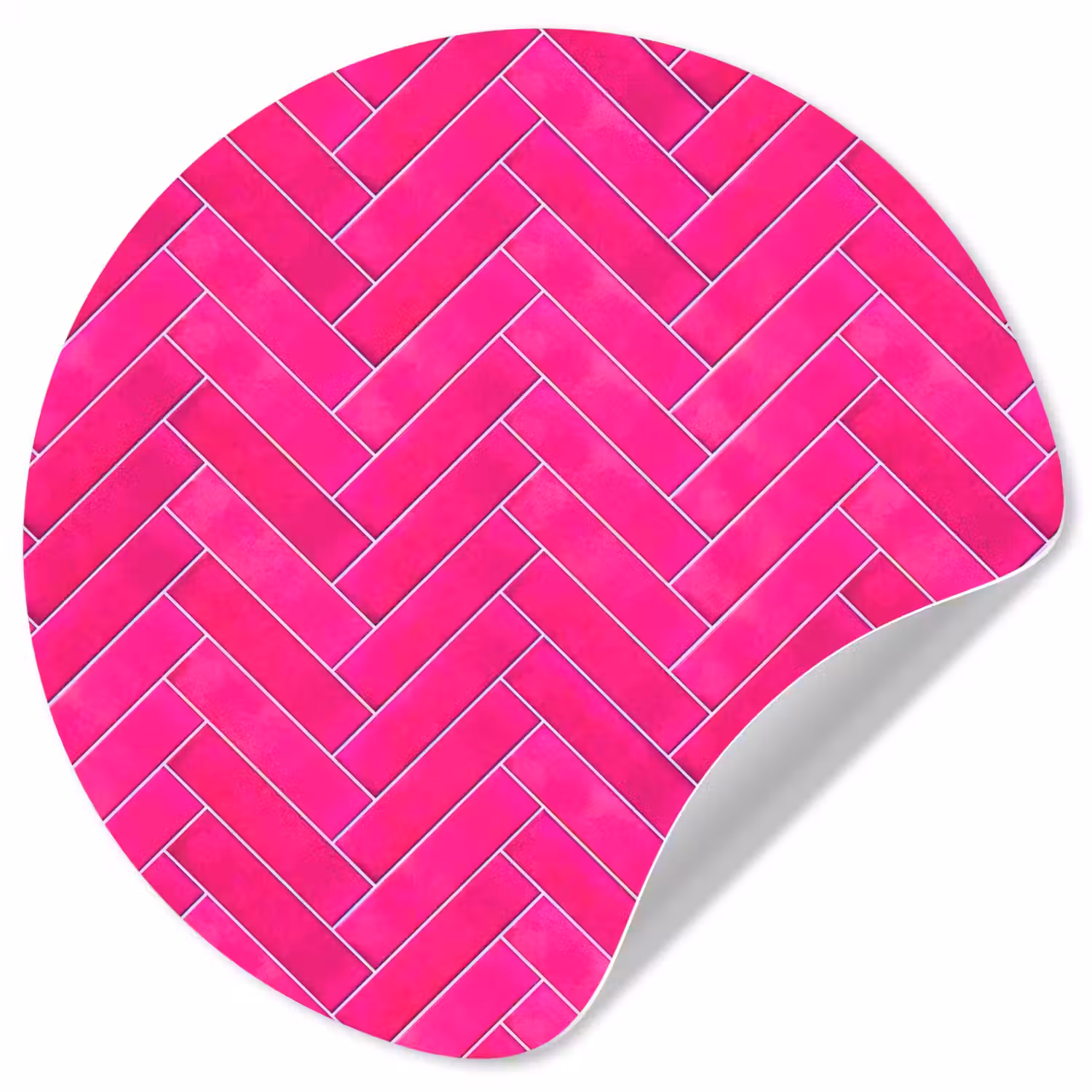 Visgraat - Wandtegel - Fuchsia - Roze Wandcirkel behangsticker klein 186 -3d