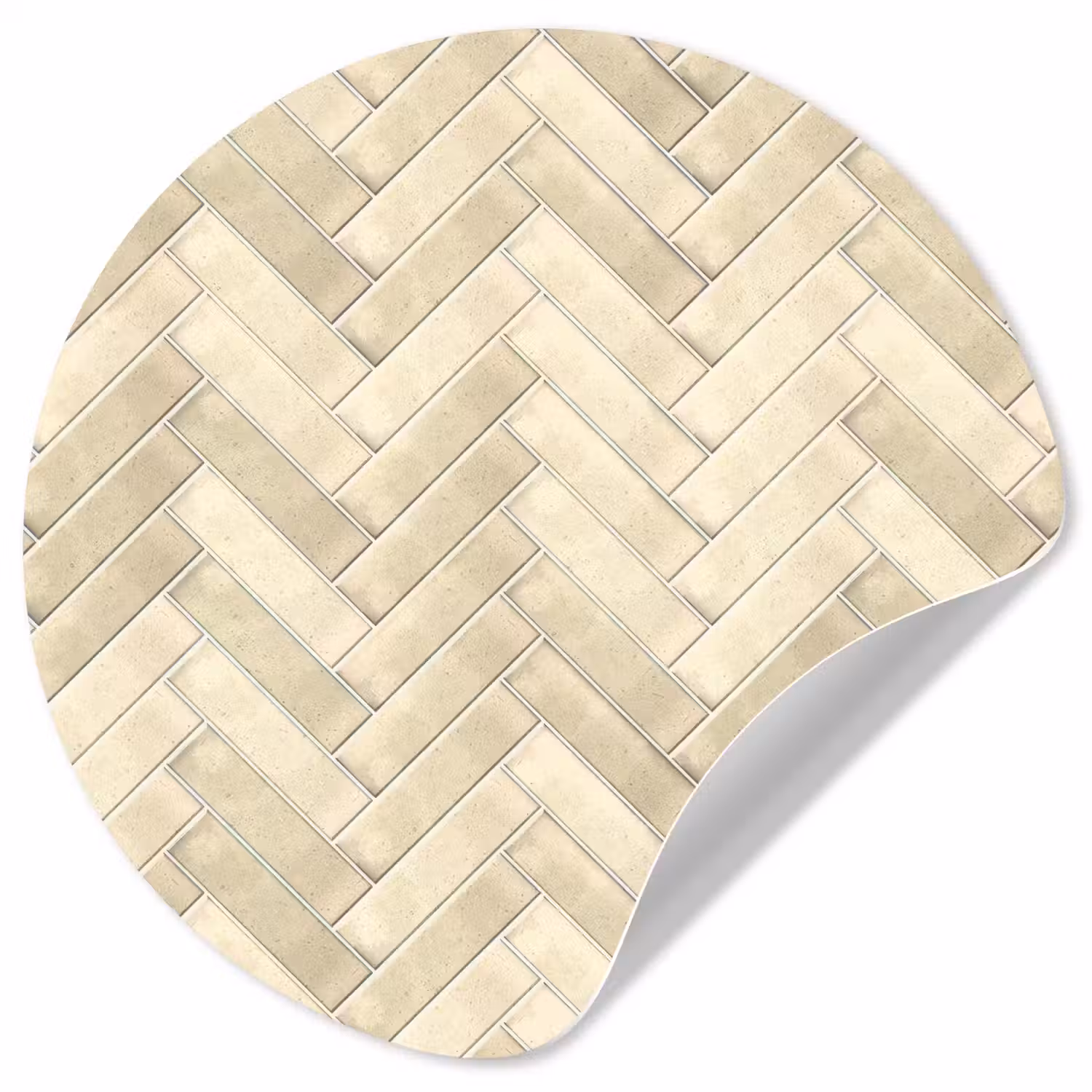 Visgraat - Wandtegel - Licht Beige Wandcirkel behangsticker klein 186 -3d
