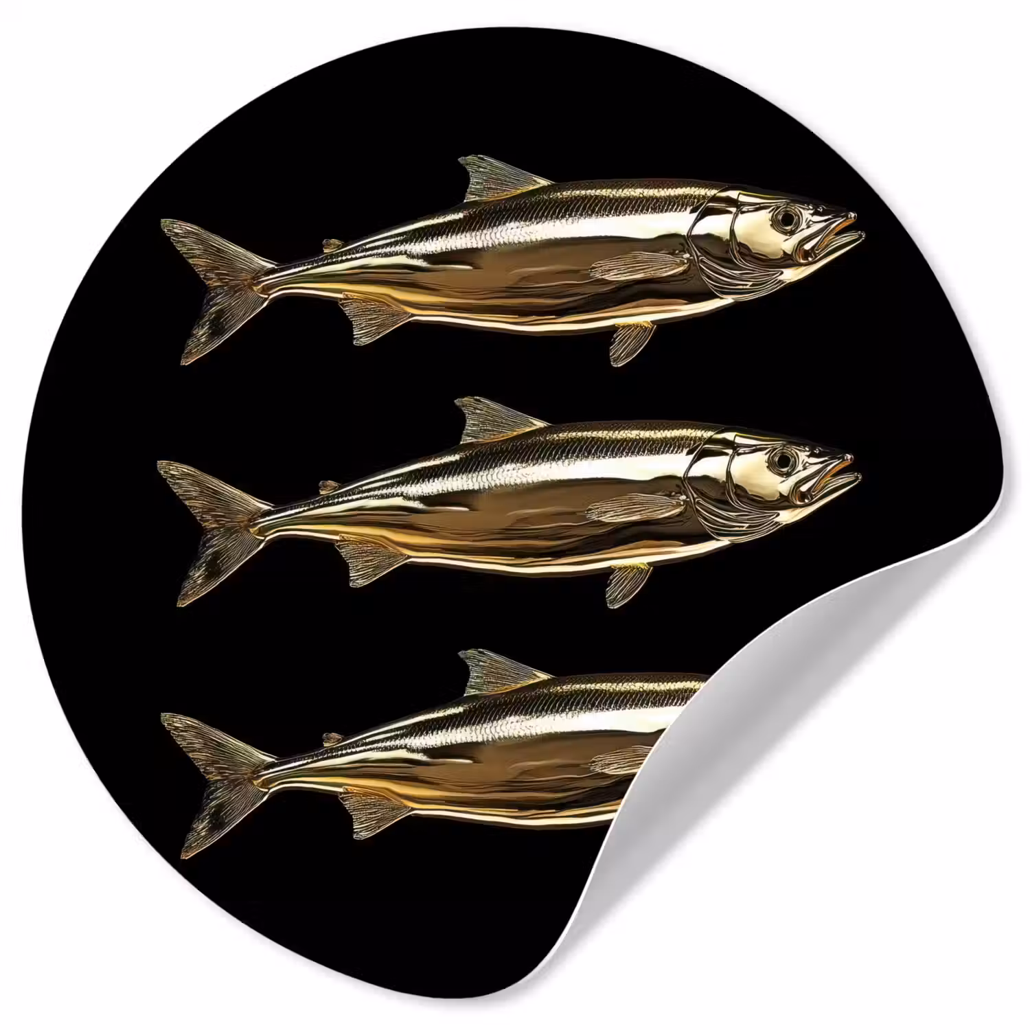 Vissen - Goud - Zwart Wandcirkel behangsticker klein -3d