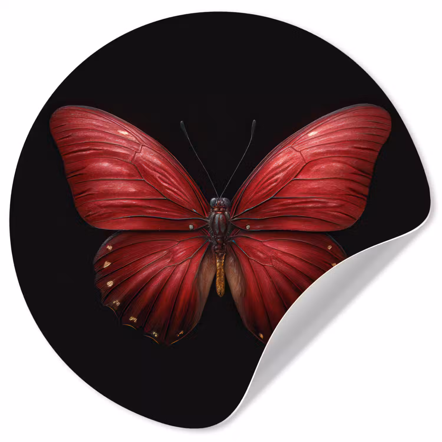 Vlinder - Rood - Minimalistisch Wandcirkel behangsticker klein -3d