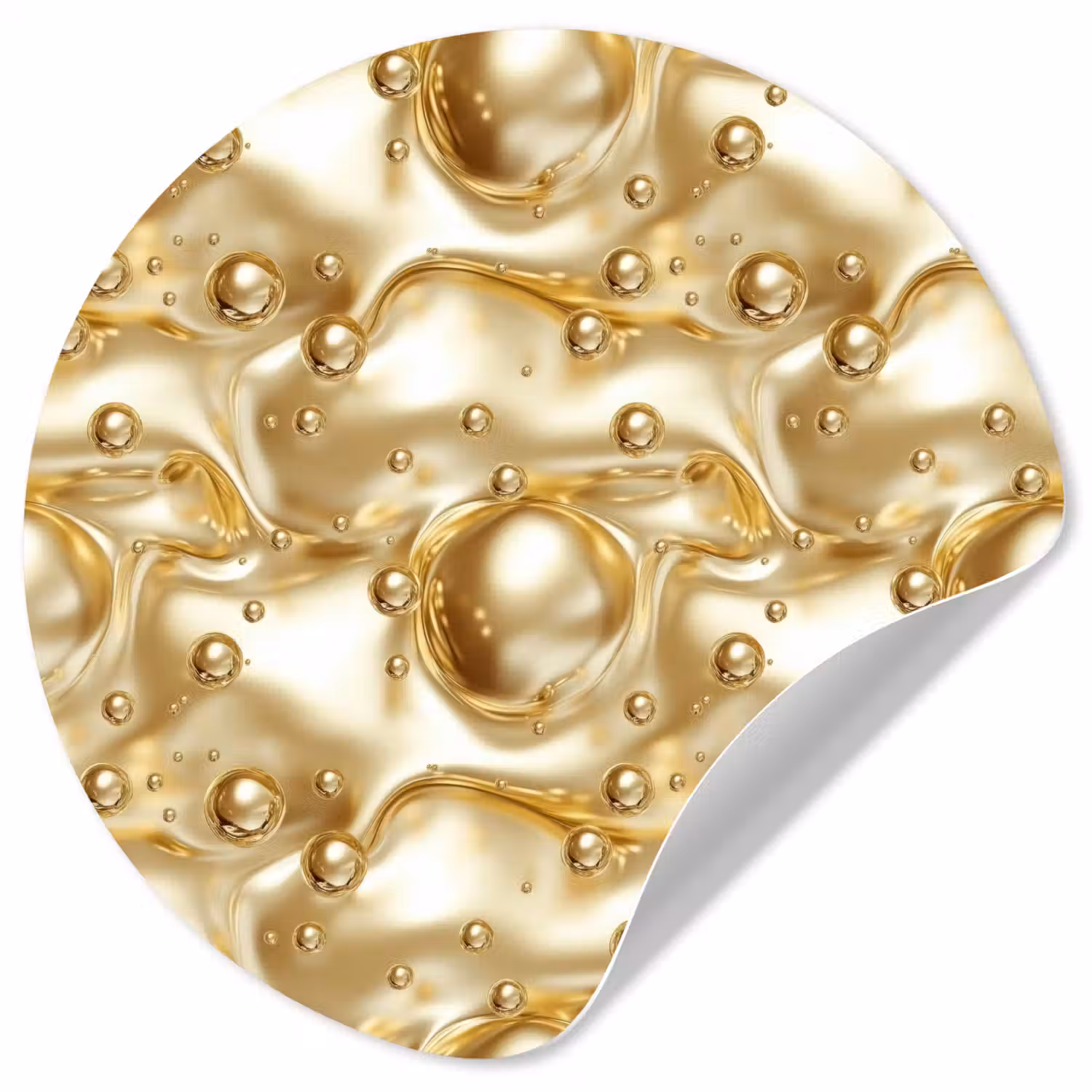 Vloeibaar - Druppels - Goud Wandcirkel behangsticker klein 186 -3d