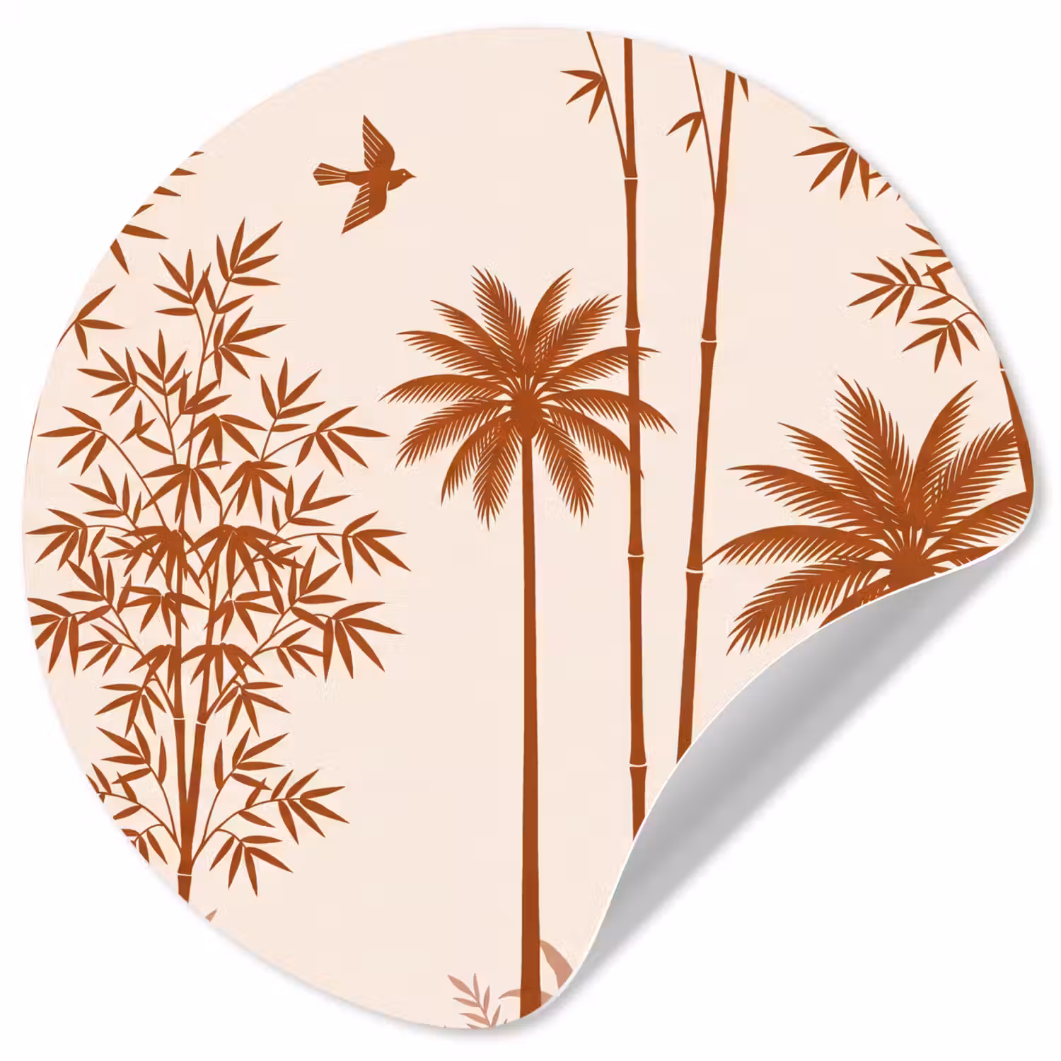 Vogel - Boom - Tropisch - Minimalistisch - Bruin Wandcirkel behangsticker klein -3d