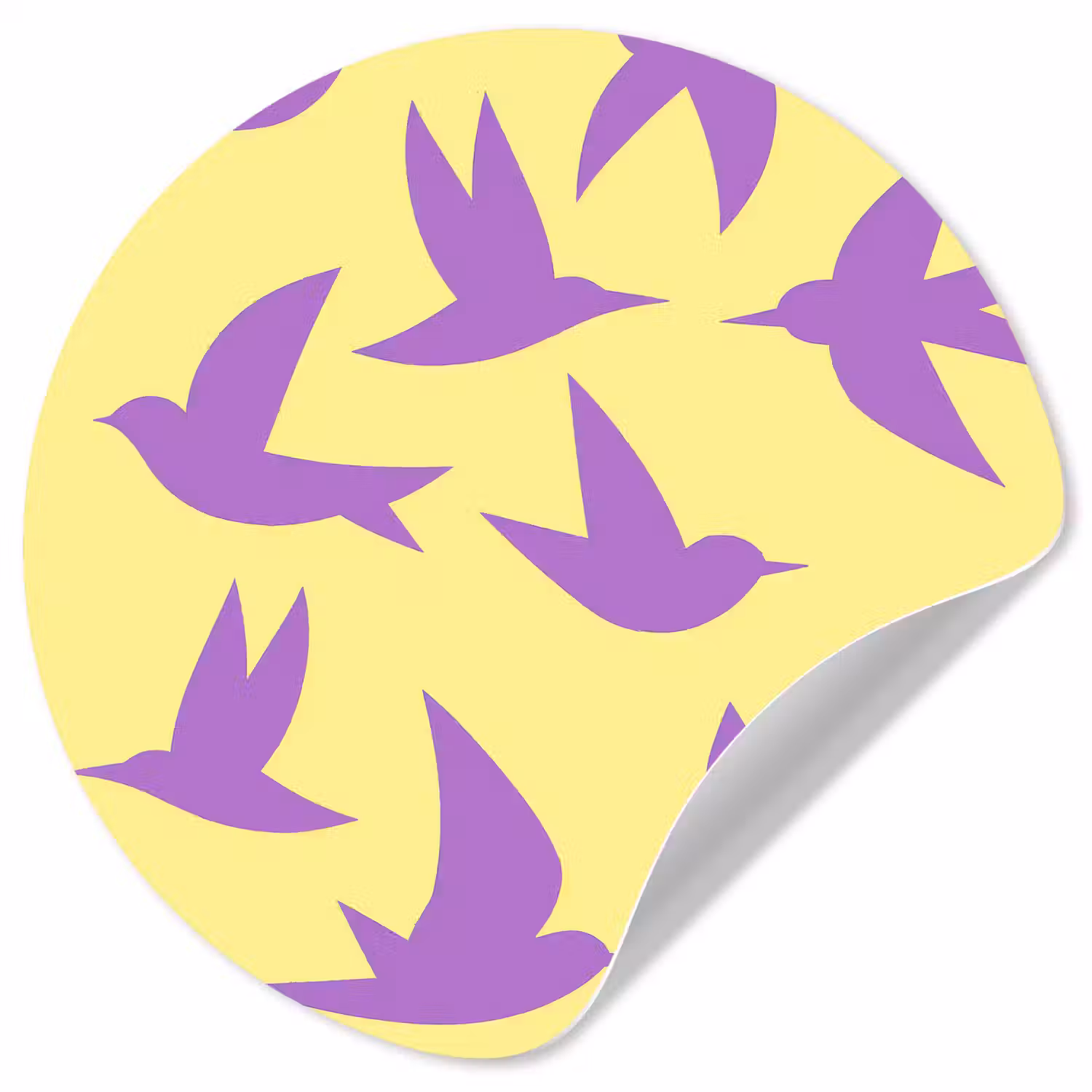 Vogels - Cirkel - Geel - Beweging Wandcirkel behangsticker klein -3d
