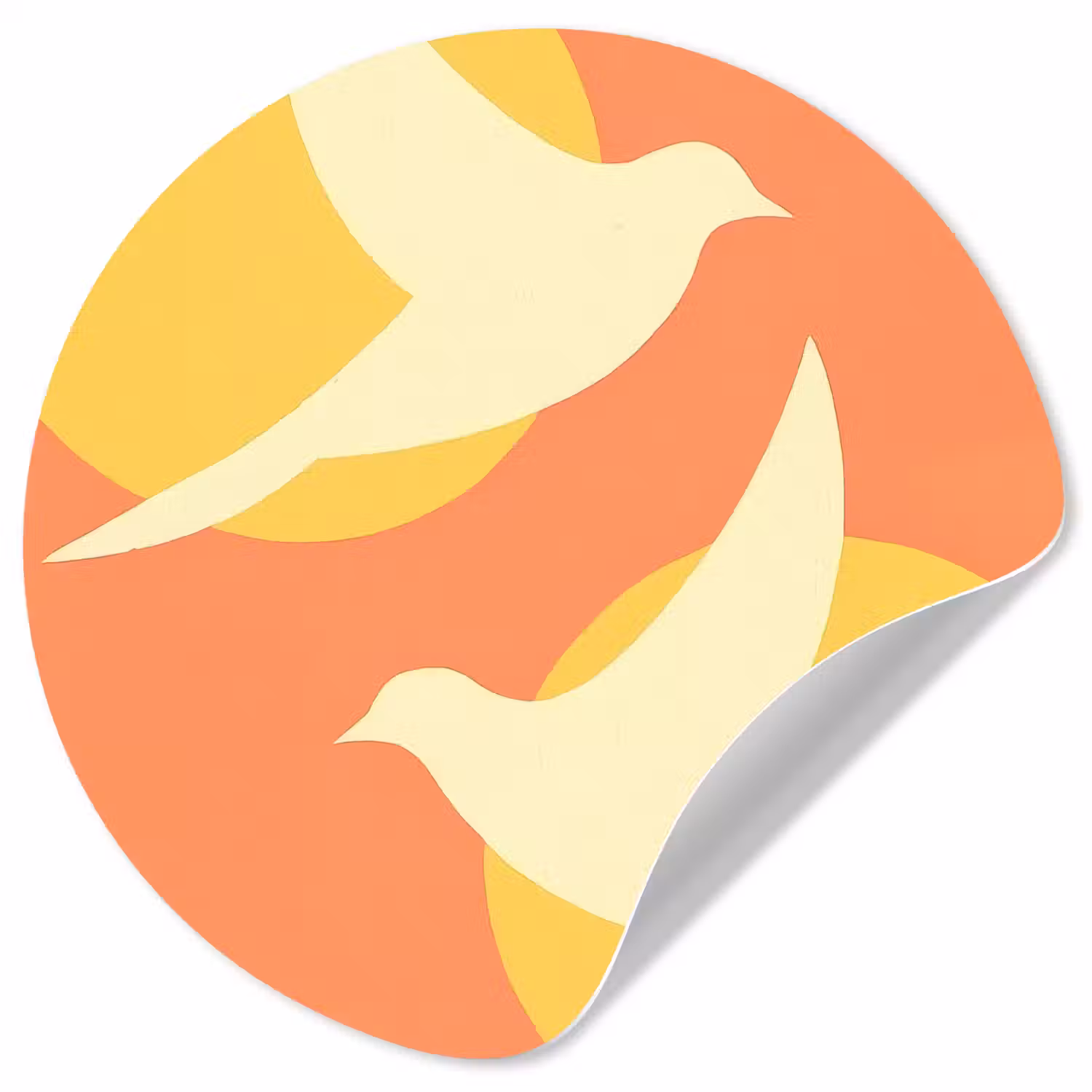 Vogels - Cirkels - Geel Wandcirkel behangsticker klein -3d