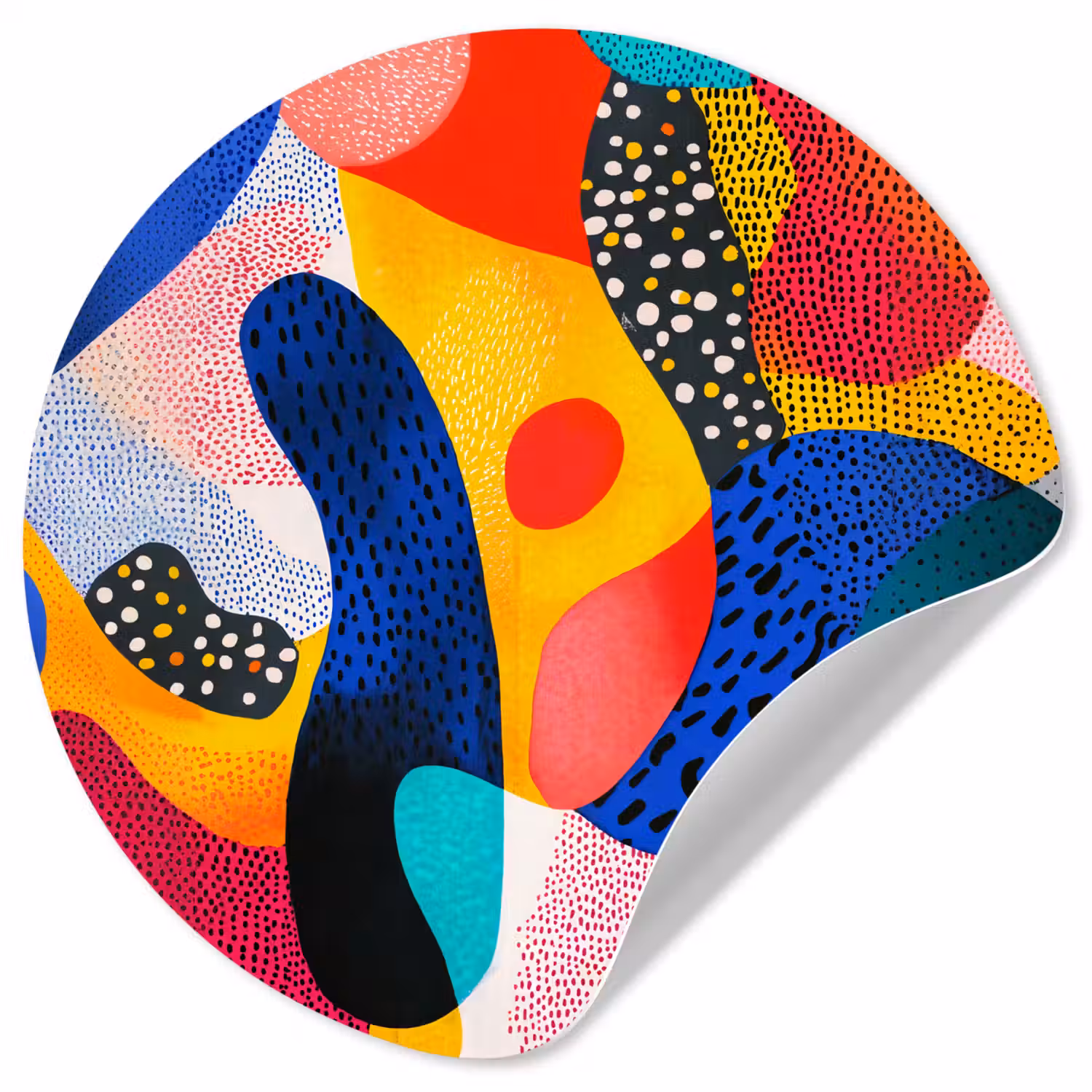 Vormen - Abstract - Stippels - Blauw Wandcirkel behangsticker klein -3d