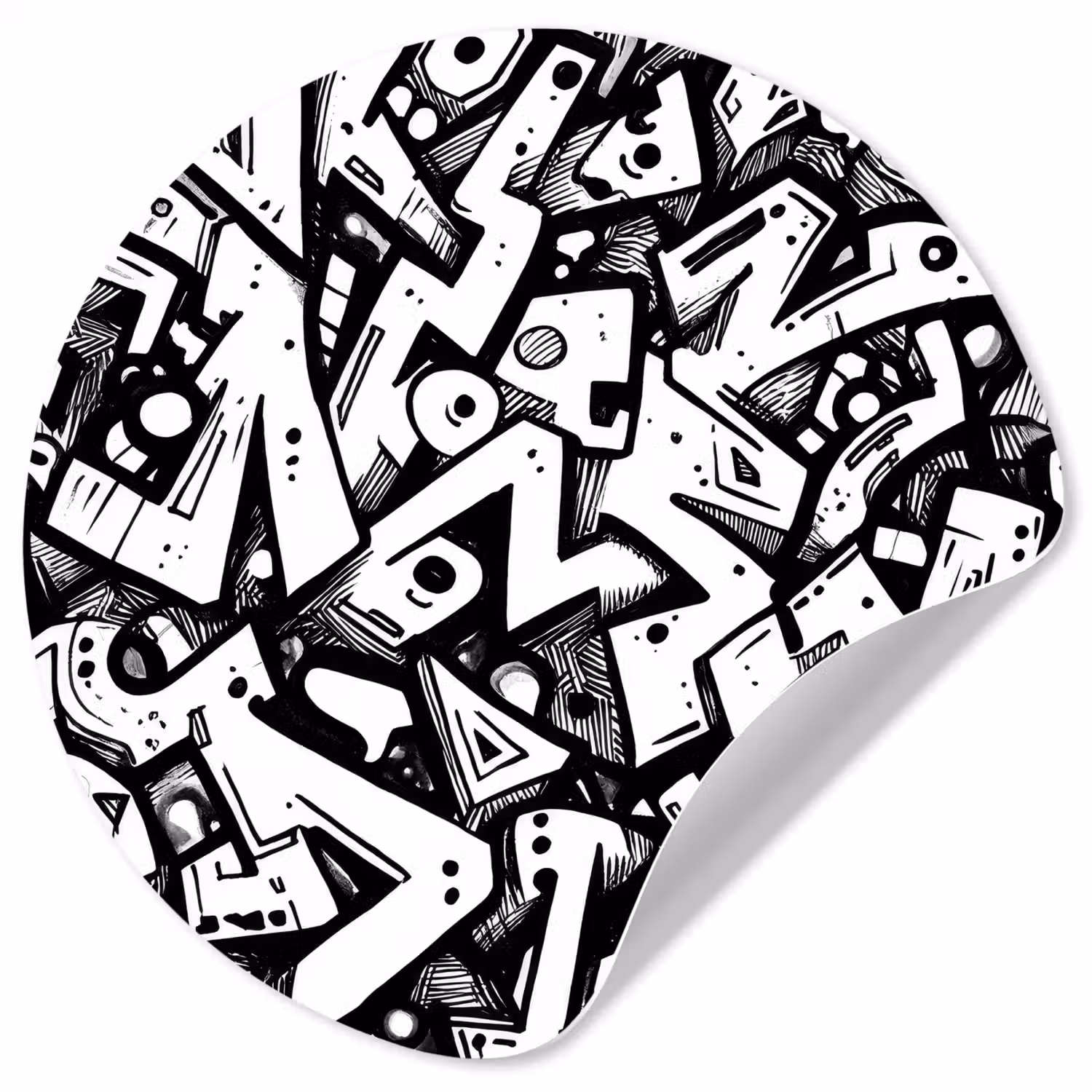 Vormen - Letters - Graffiti - Zwart Wandcirkel behangsticker klein -3d