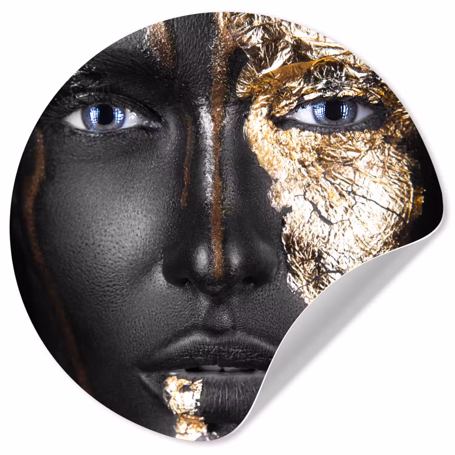 Vrouw - Bladgoud - Zwart - Goud - Luxe Wandcirkel behangsticker klein -3d