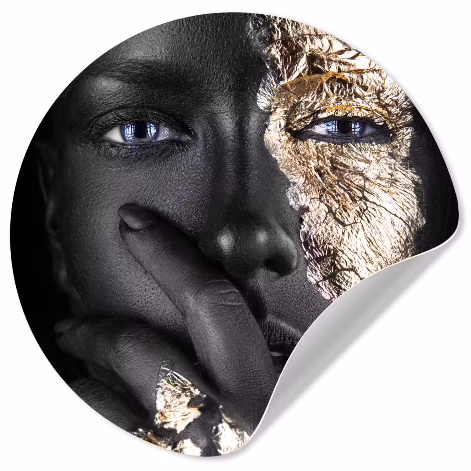 Vrouw - Goud - Zwart - Schmink - Luxe Wandcirkel behangsticker klein -3d