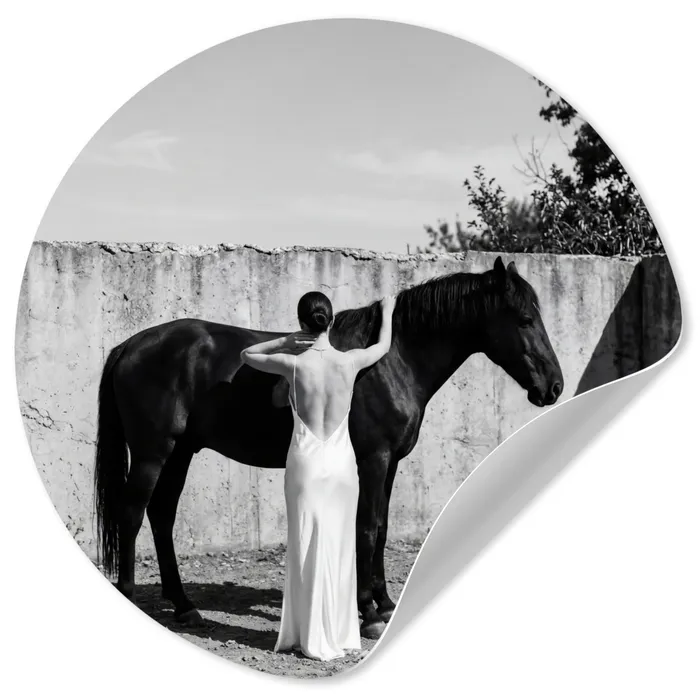 Vrouw - Paard - Artistiek Wandcirkel behangsticker klein -3d