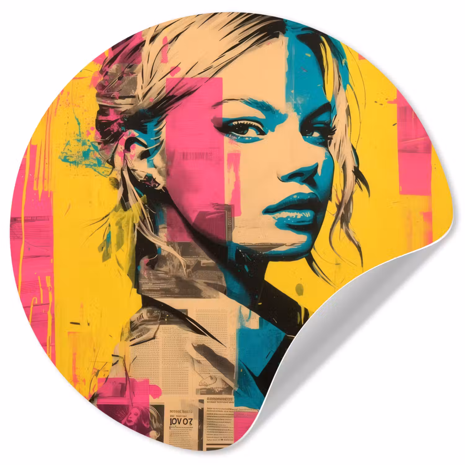 Vrouw - Verfstrepen - Gekleurd Wandcirkel behangsticker klein -3d
