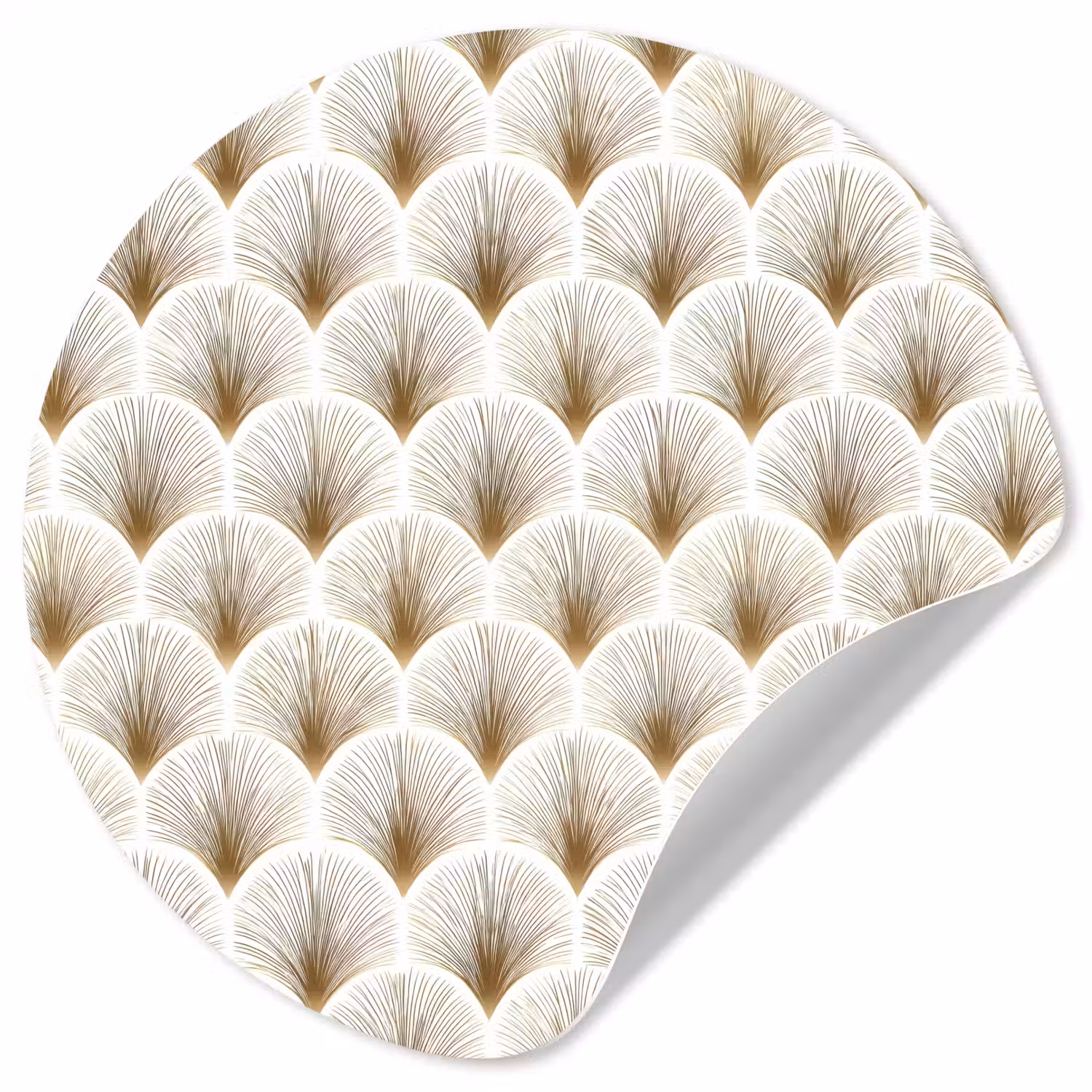 Waaiers - Art Deco - Elegant - Goud - Wit Wandcirkel behangsticker klein 186 -3d