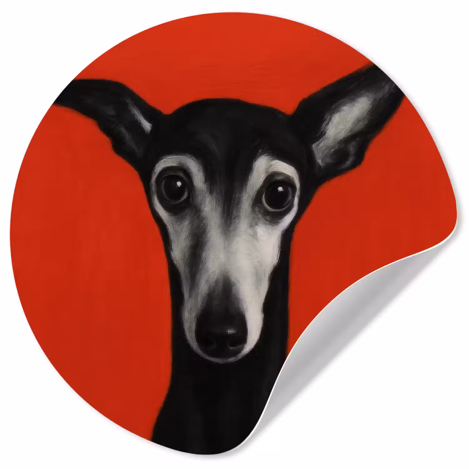 Windhond - Minimalistisch - Rood Wandcirkel behangsticker klein -3d