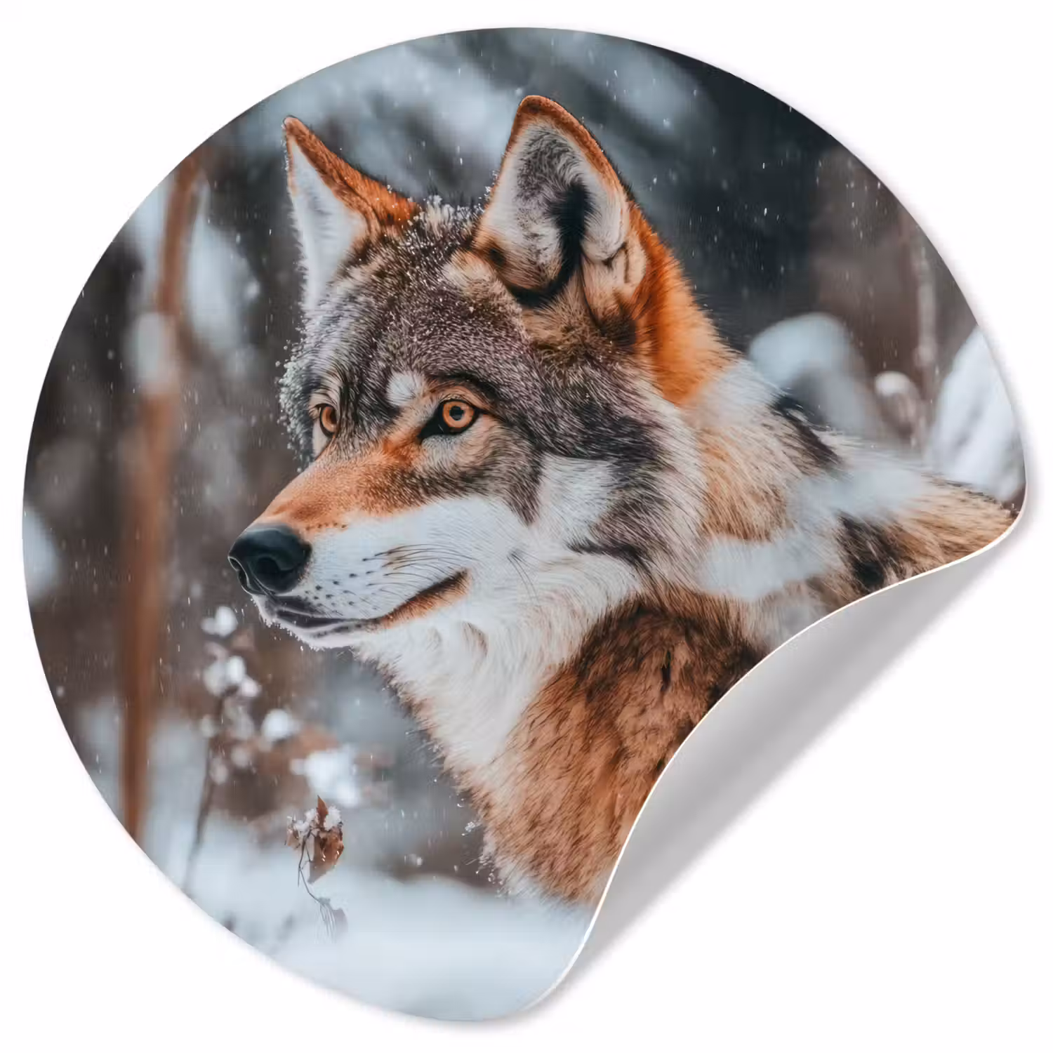 Wolf - Sneeuw - Winter - Dieren - Natuur - Sneeuw Wandcirkel behangsticker klein -3d