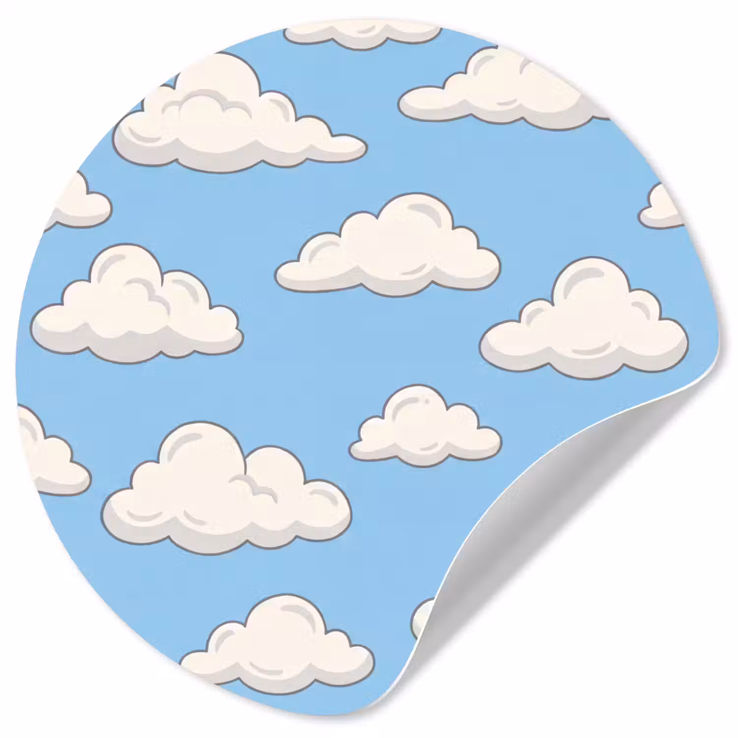 Wolk - Cartoon - Lucht - Blauw - Wit Wandcirkel behangsticker klein -3d