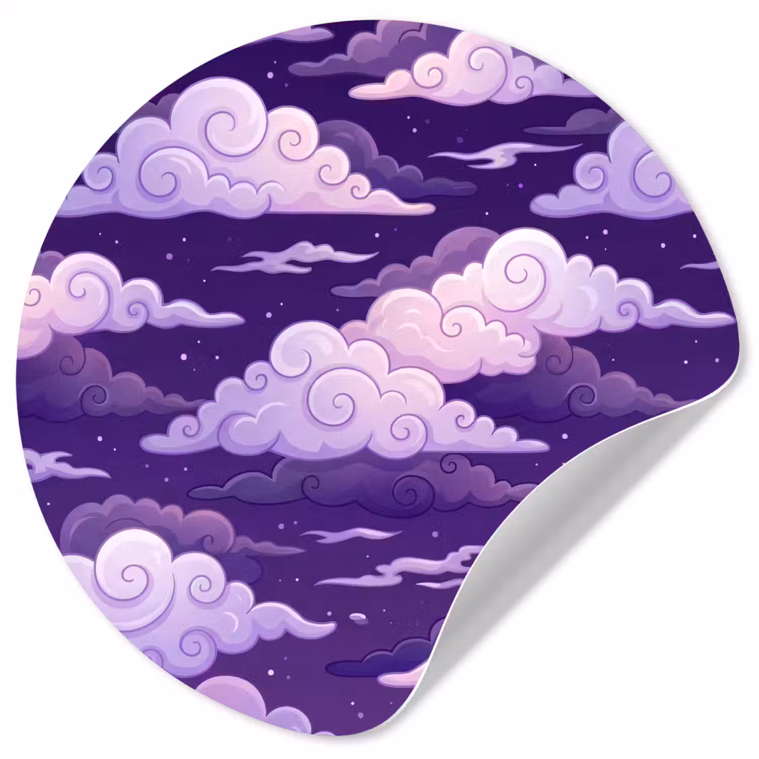 Wolken - Nacht - Natuur - Abstract - Paars Wandcirkel behangsticker klein -3d