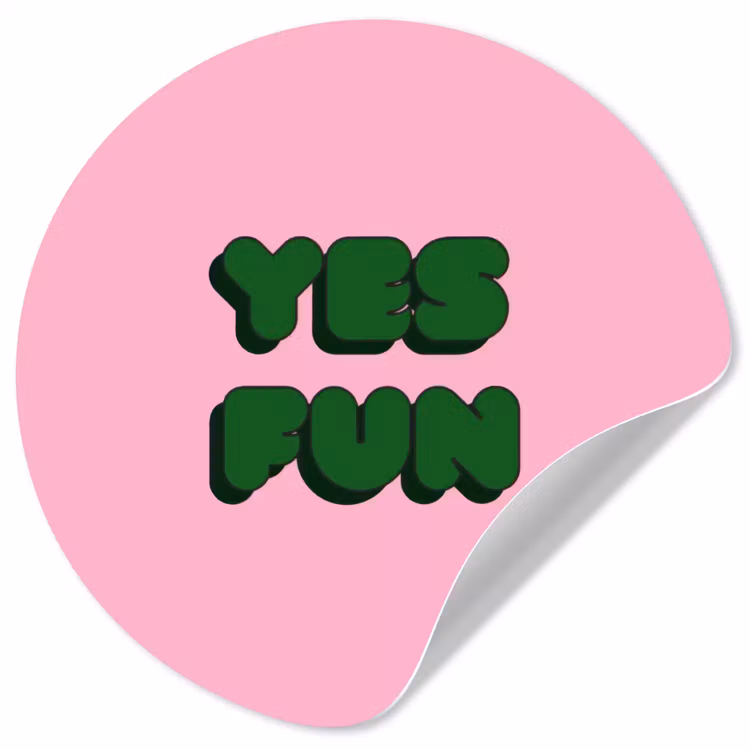 Yes fun - Groen - Roze Wandcirkel behangsticker klein -3d