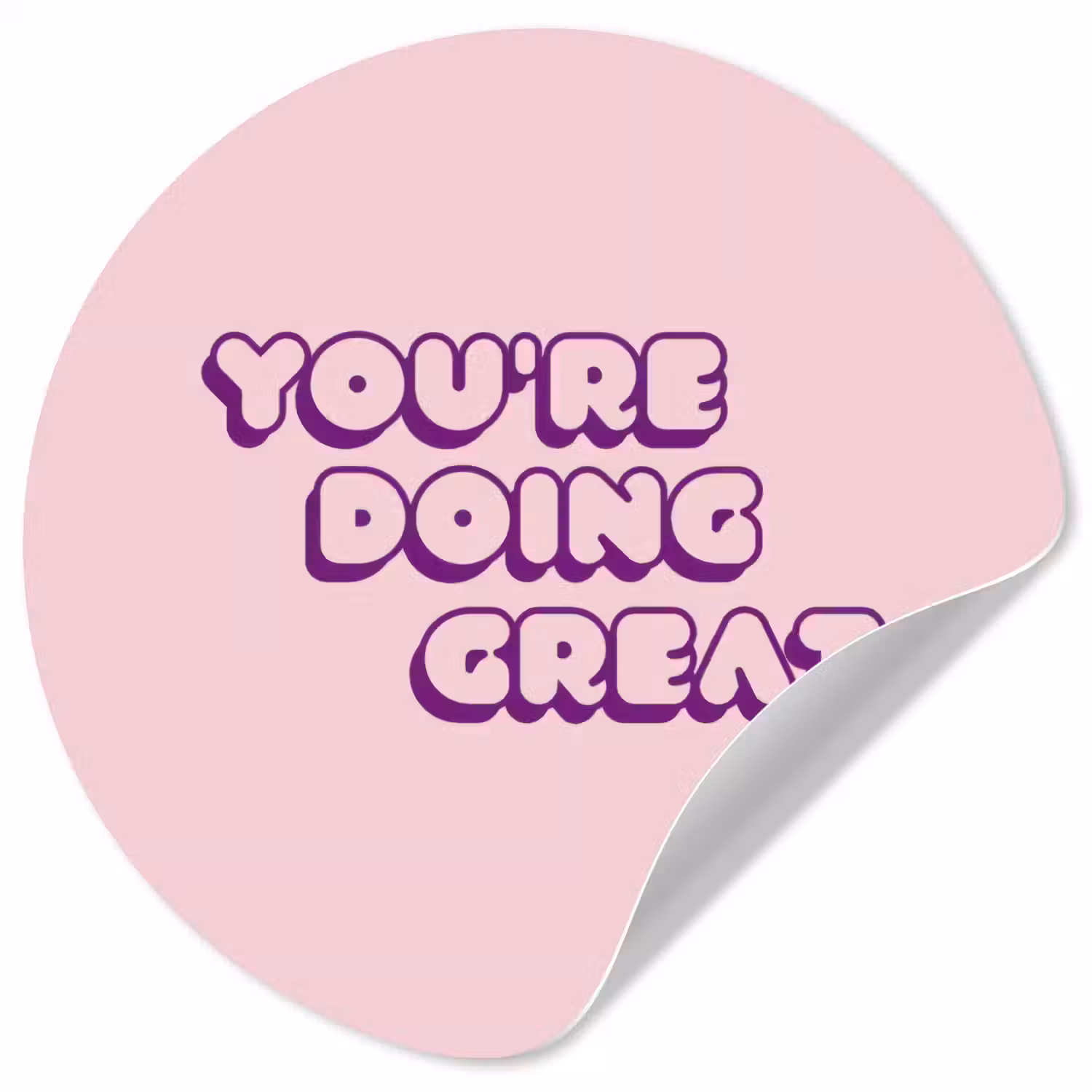 You're doing great - Roze - Bubble letters Wandcirkel behangsticker klein -3d