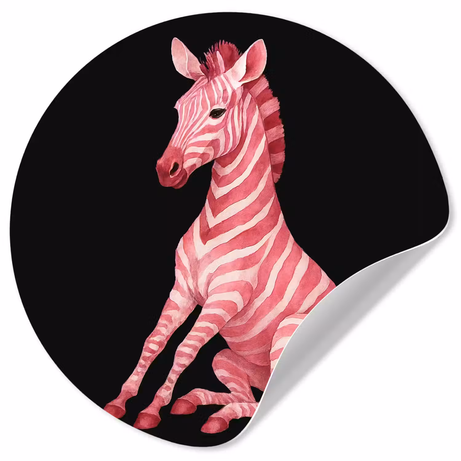 Zebra - Roze - Gestreept Wandcirkel behangsticker klein -3d