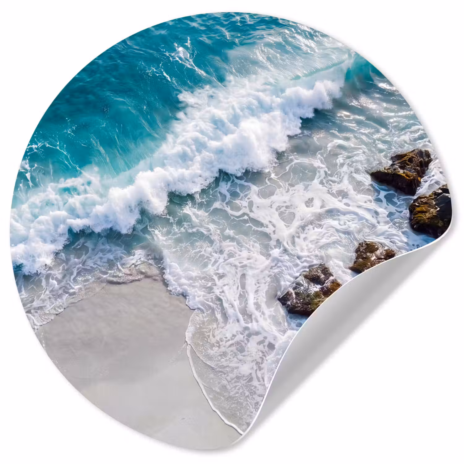 Zee - Golf - Strand - Natuur - Blauw Wandcirkel behangsticker klein -3d
