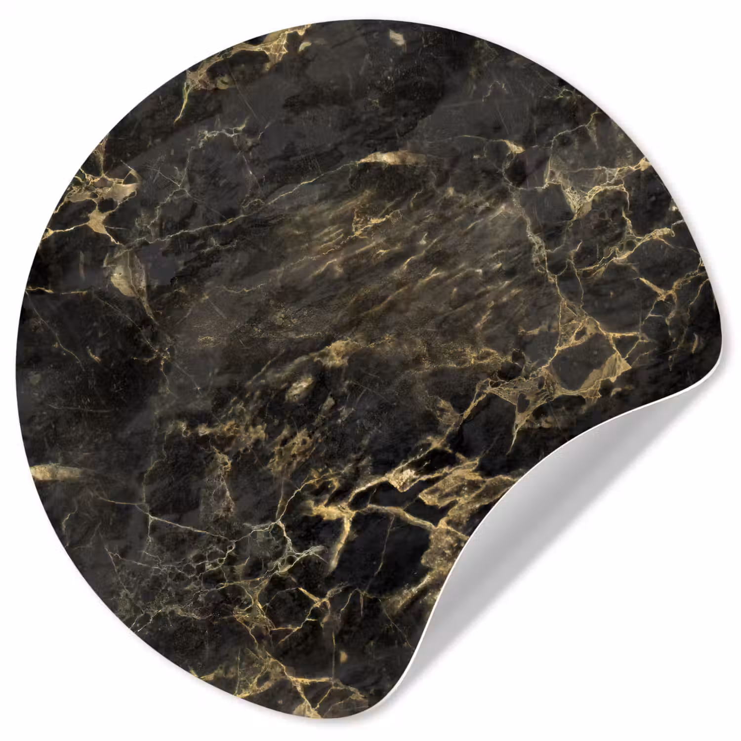 Zwart - Marmer - Goud - Nerf Wandcirkel behangsticker klein 186 -3d