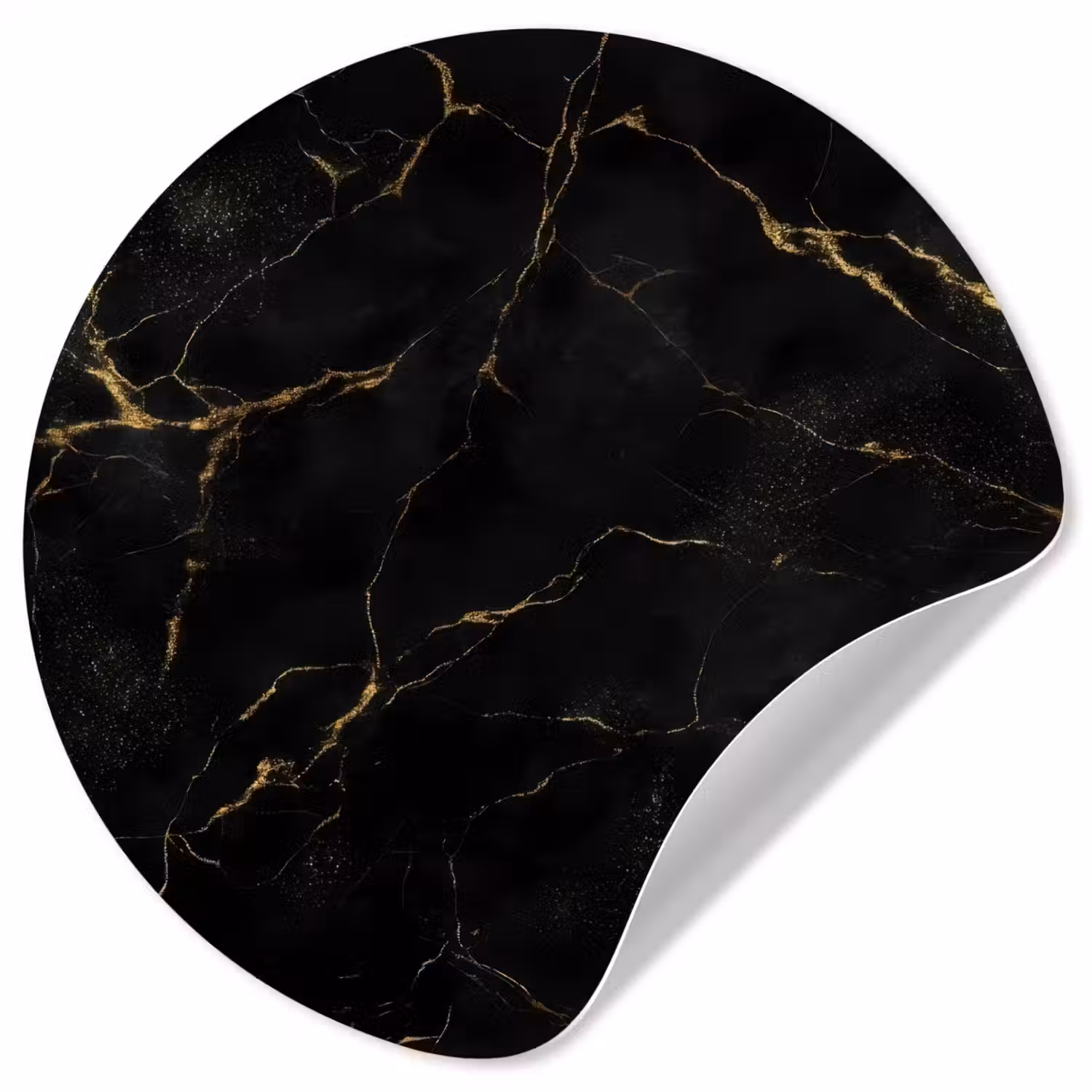 Zwart marmer - Gouden aders - Klassiek Wandcirkel behangsticker klein -3d