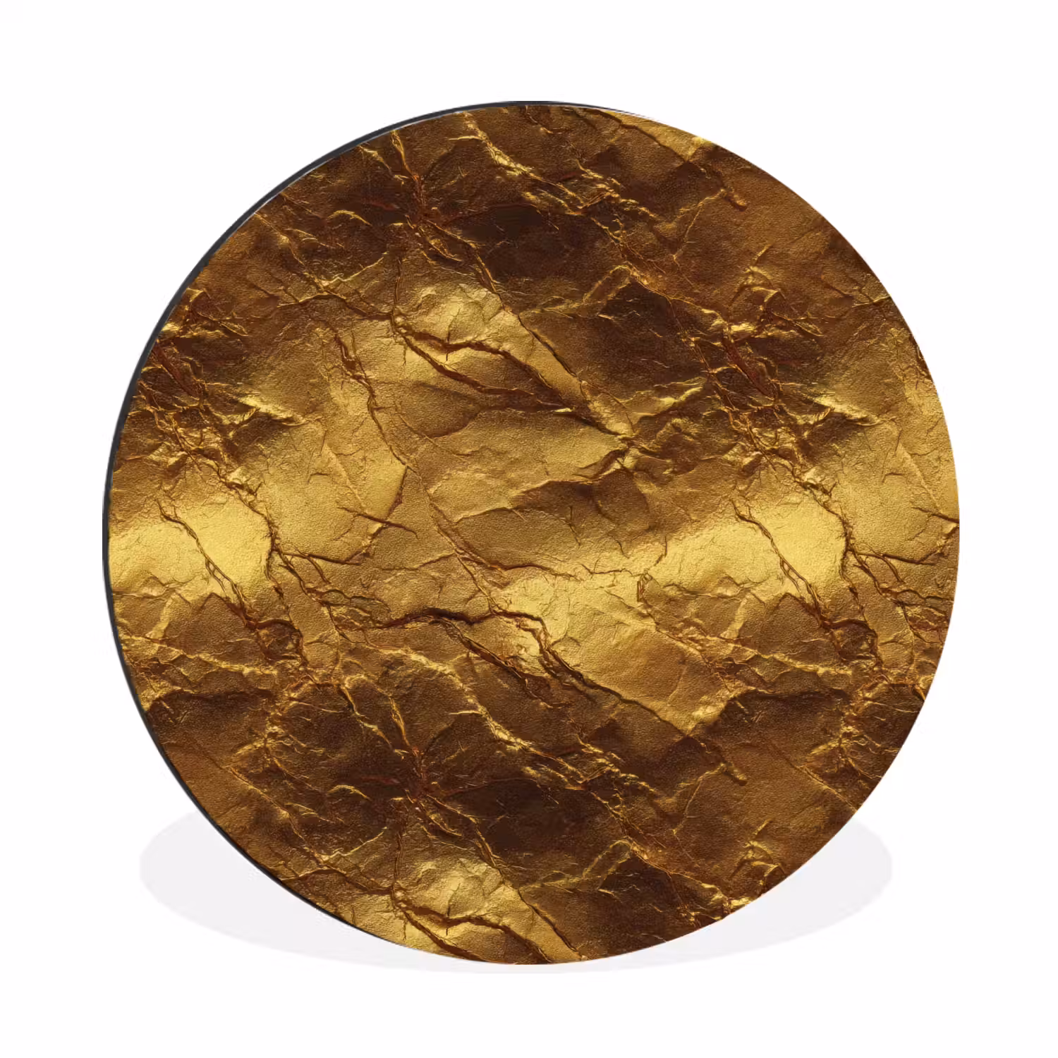 Bladgoud - Textuur - Goud Wandcirkel aluminium klein 190 -3d