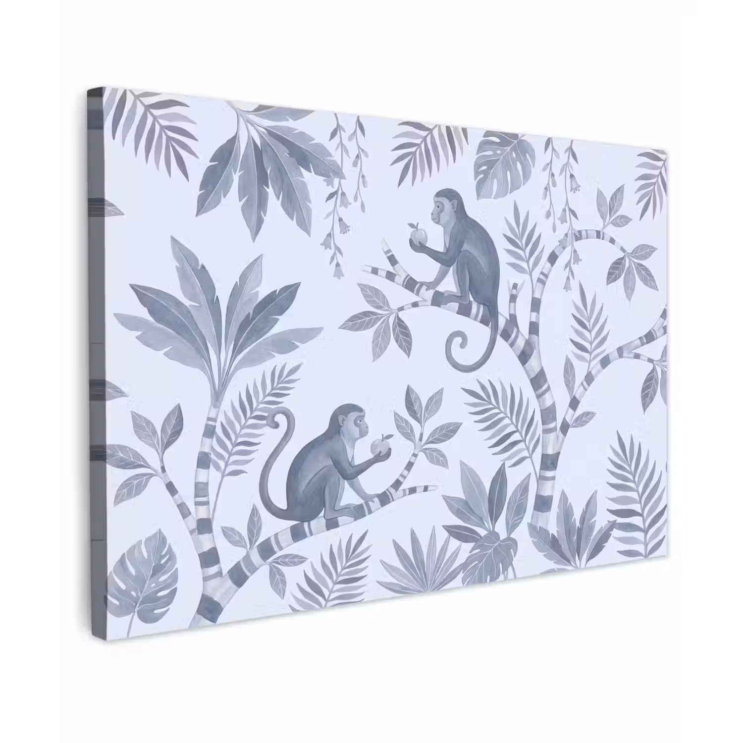 Aap - Boom - Bladeren - Jungle - Illustratie Tuinposter op houten frame 2 cm dik klein -3d