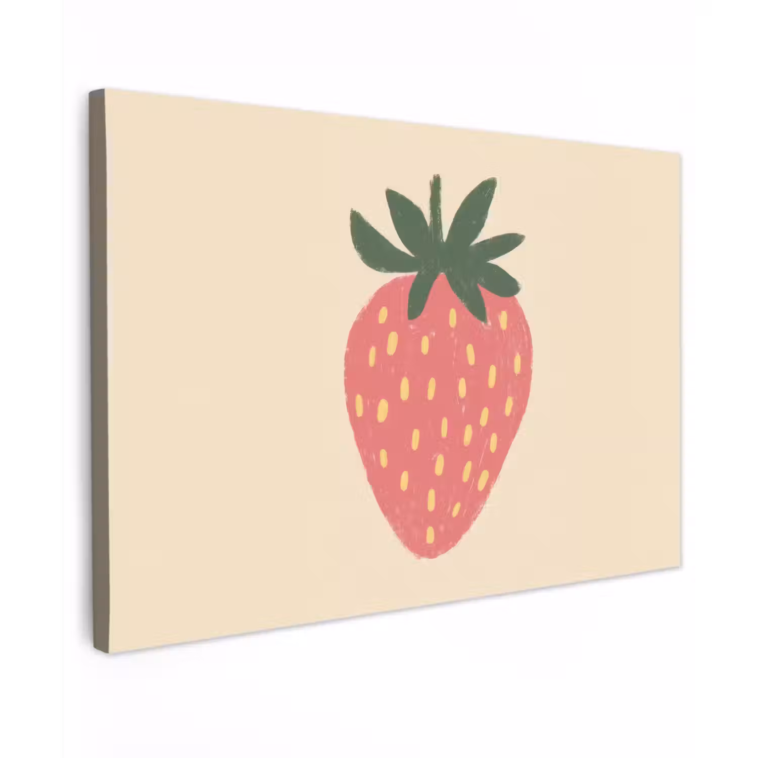 Aardbei - Minimalistisch - Rood - Fruit Tuinposter op houten frame 2 cm dik klein -3d