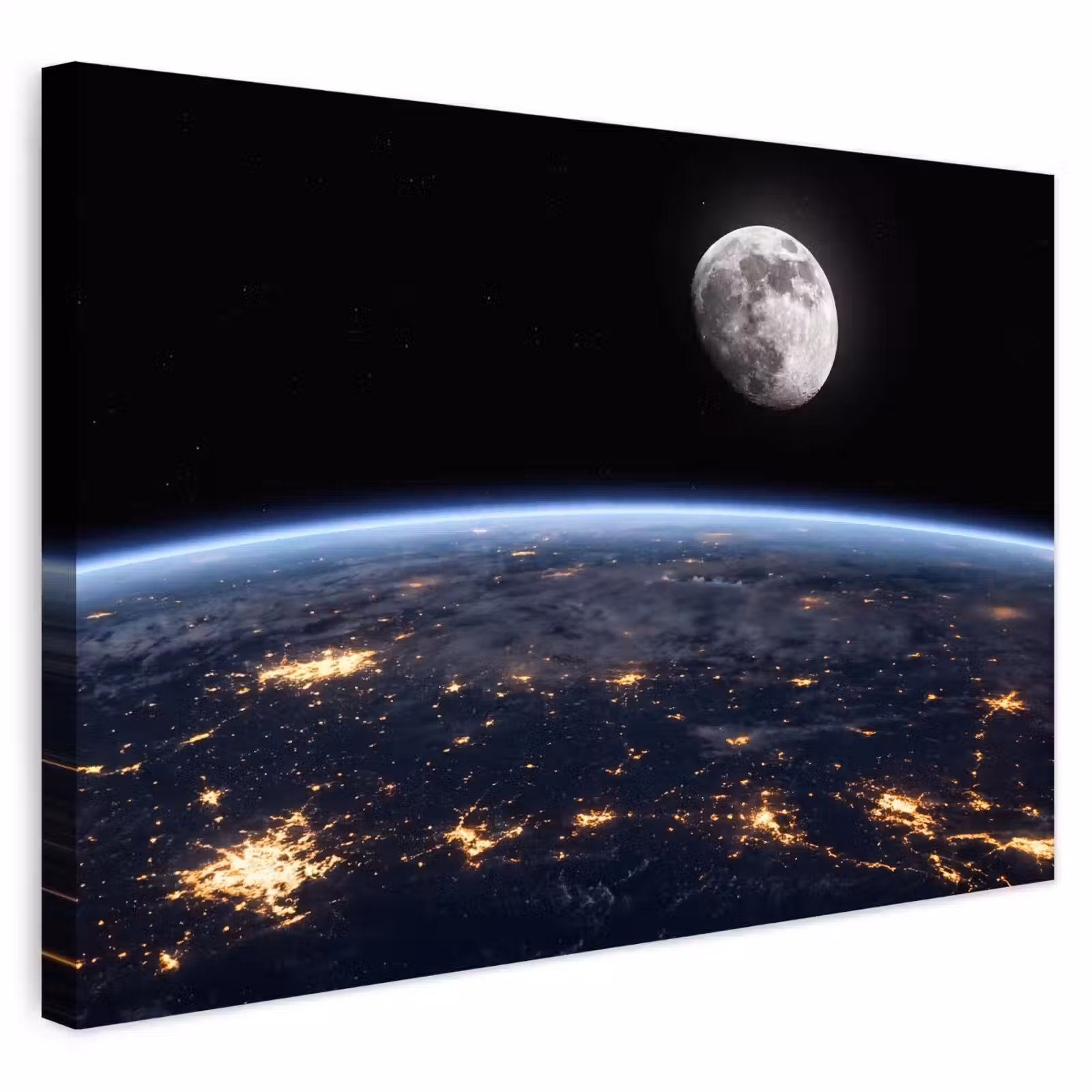 Buiten canvas - Aarde - Nacht - Ruimte - Aarde - Nacht - Ruimte Tuinposter op houten frame 2 cm dik klein