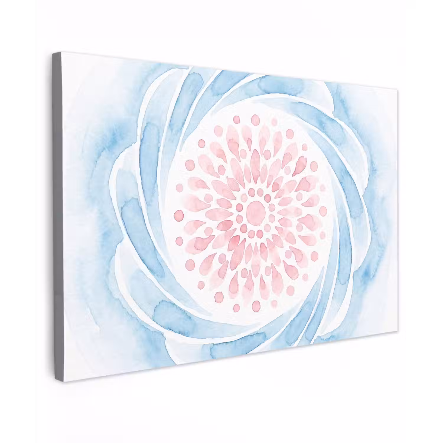 Abstract - Bloemvorm - Aquarel - Roze - Blauw Tuinposter op houten frame 2 cm dik klein -3d