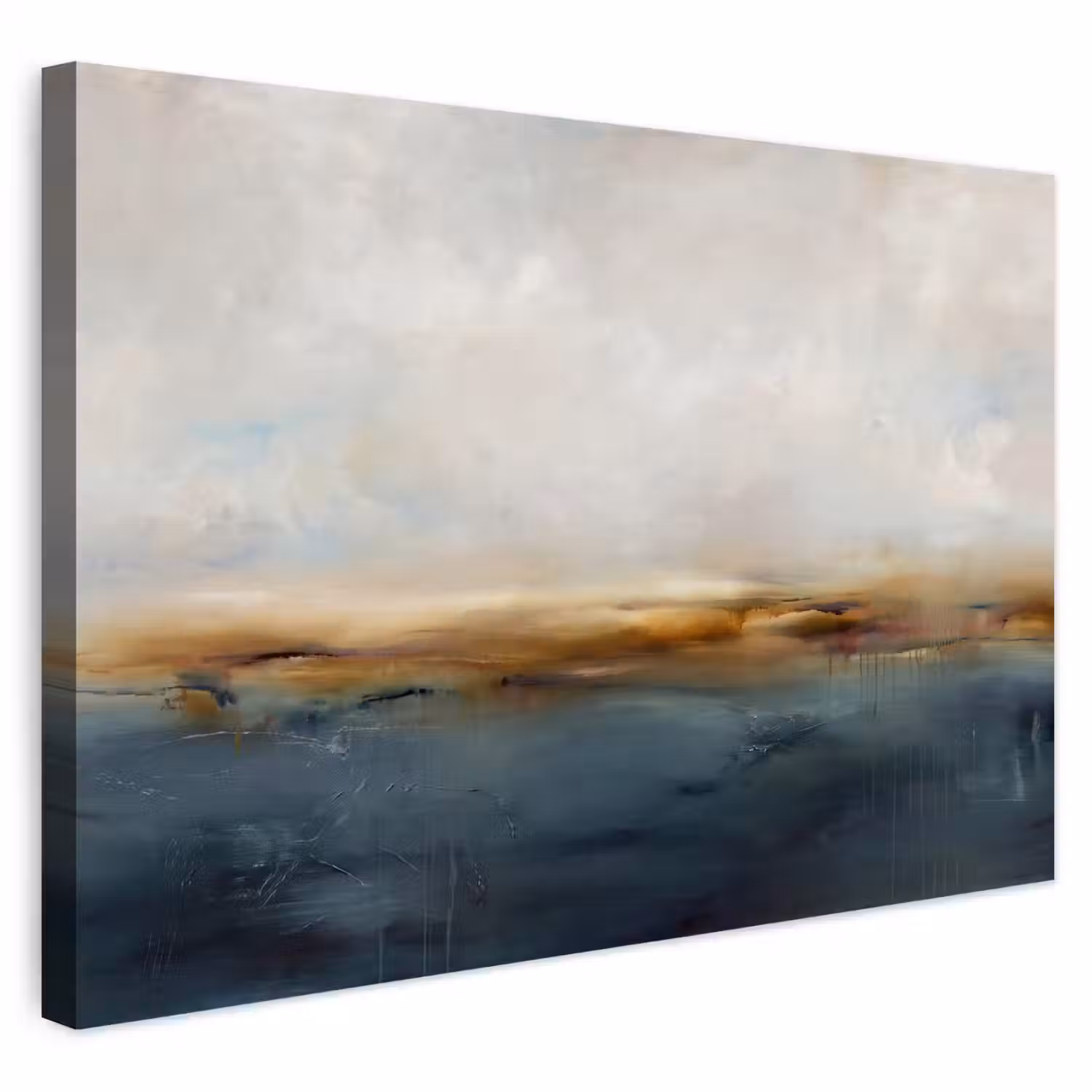Abstract - Horizon - Water - Modern - Beige Tuinposter op houten frame 2 cm dik klein -3d