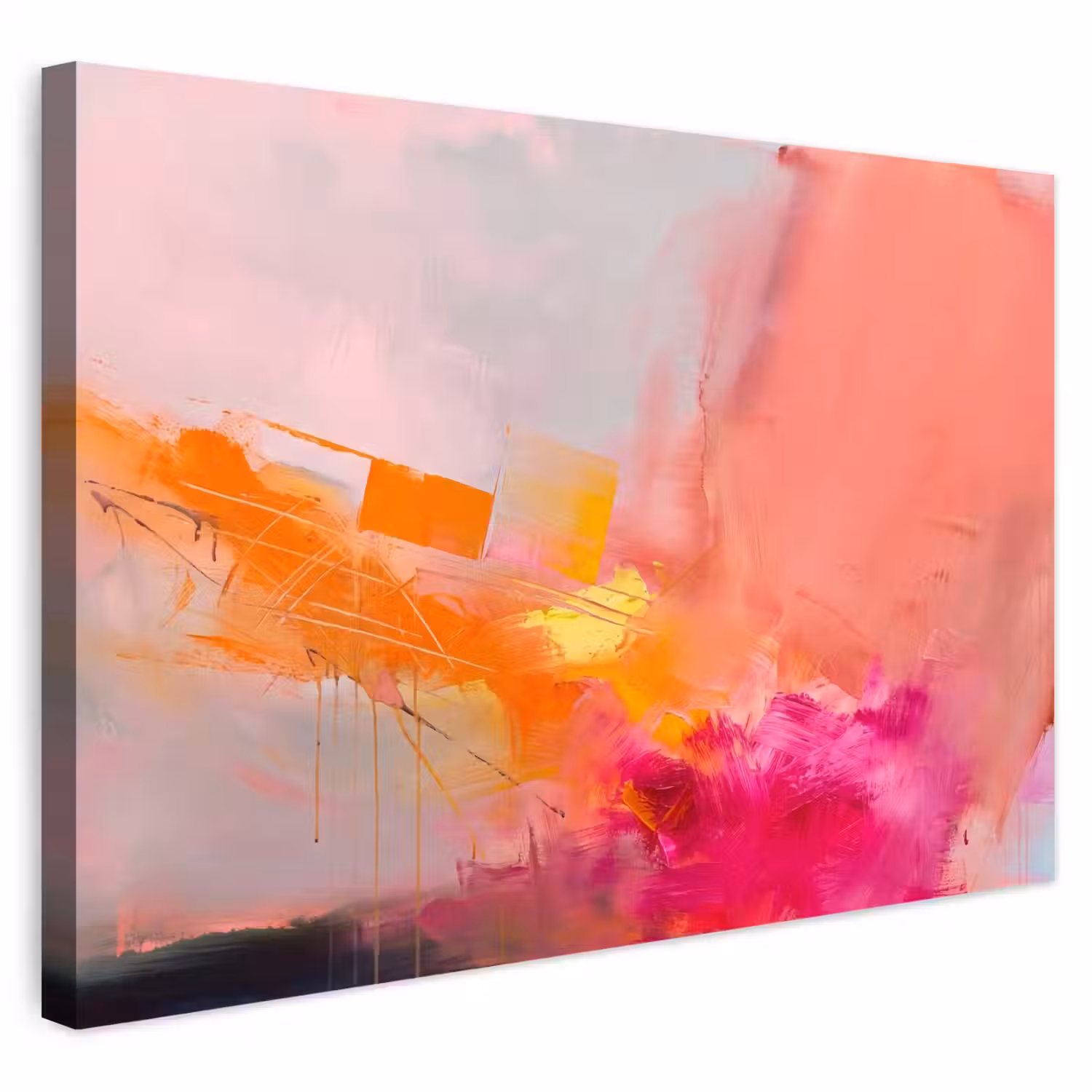 Abstract - Kleurrijk - Modern - Roze Tuinposter op houten frame 2 cm dik klein -3d