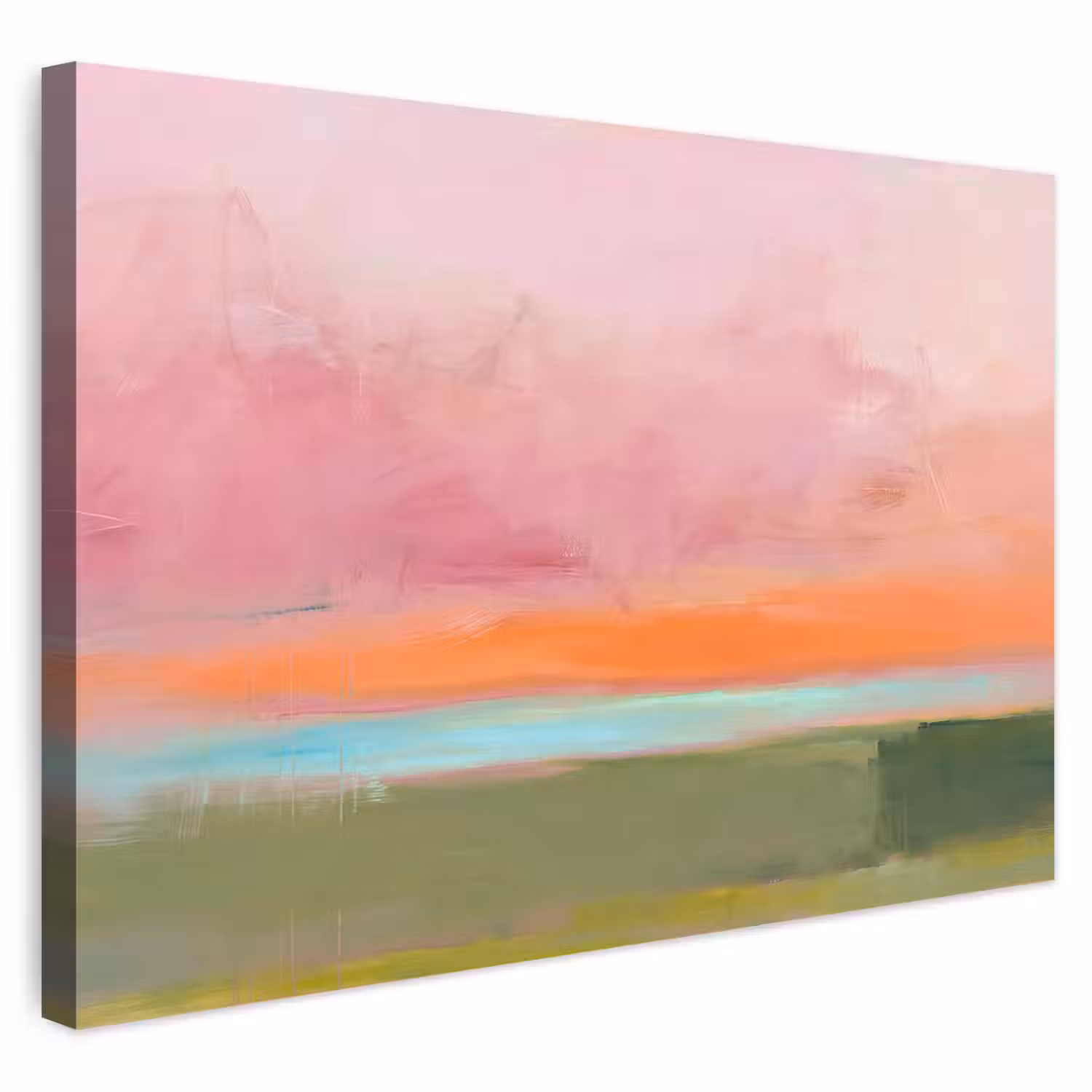 Abstract - Landschap - Modern - Roze - Oranje Tuinposter op houten frame 2 cm dik klein -3d