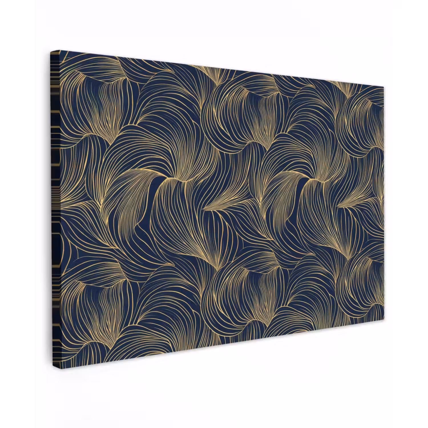 Abstract - Lijnen - Blauw - Goud Tuinposter op houten frame 2 cm dik klein 845 -3d