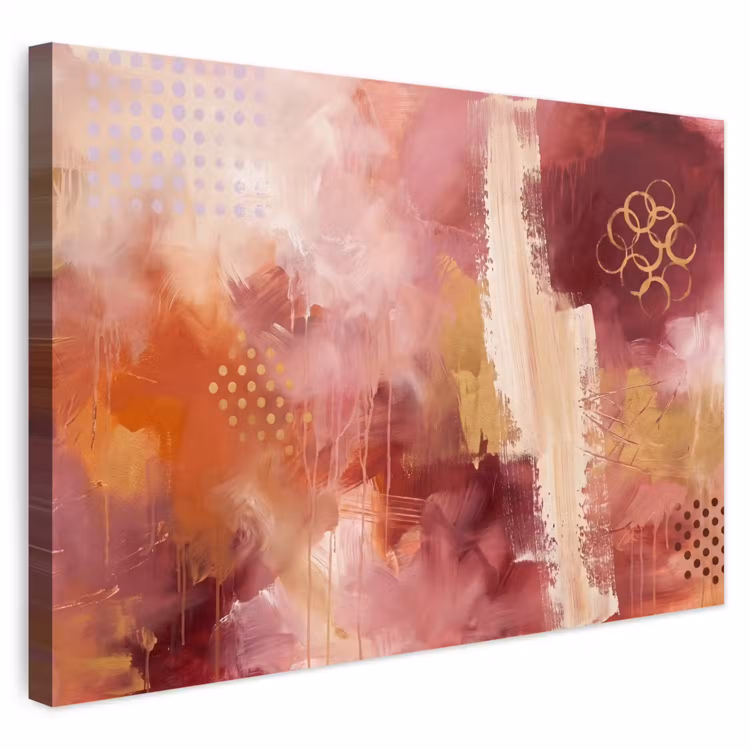 Abstract - Rood - Goud - Modern - Kunst Tuinposter op houten frame 2 cm dik klein -3d