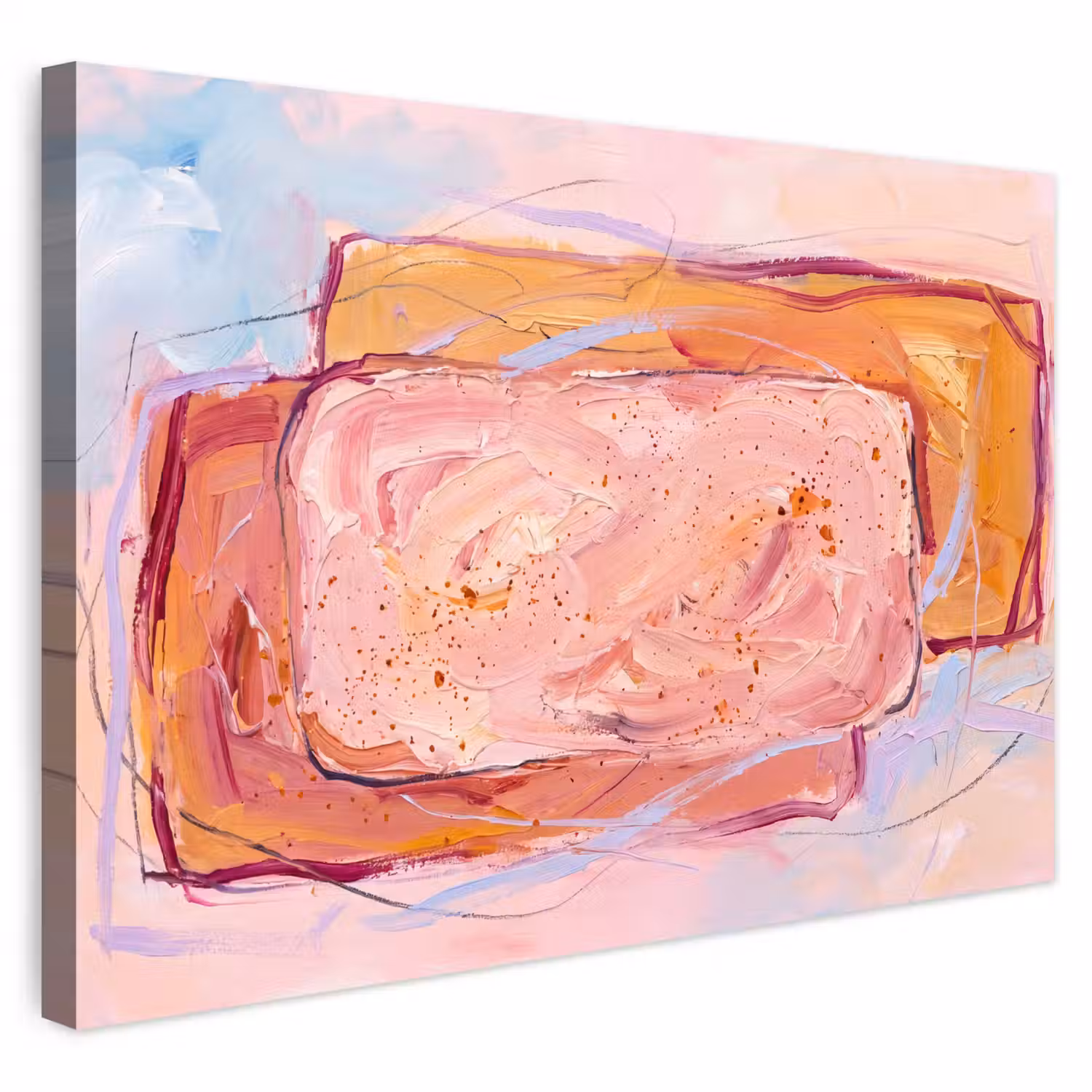 Abstract - Vormen - Modern - Roze Tuinposter op houten frame 2 cm dik klein -3d