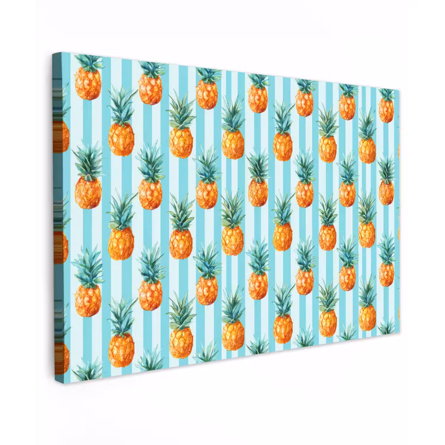 Ananas - Strepen - Groen Tuinposter op houten frame 2 cm dik klein 845 -3d