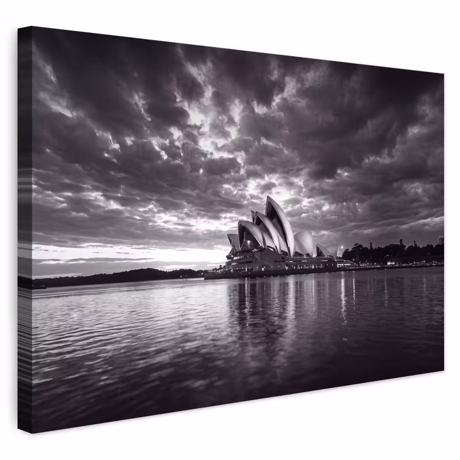 Architectuur - Water - Stad - Modern - Zwart-wit Tuinposter op houten frame 2 cm dik klein -3d