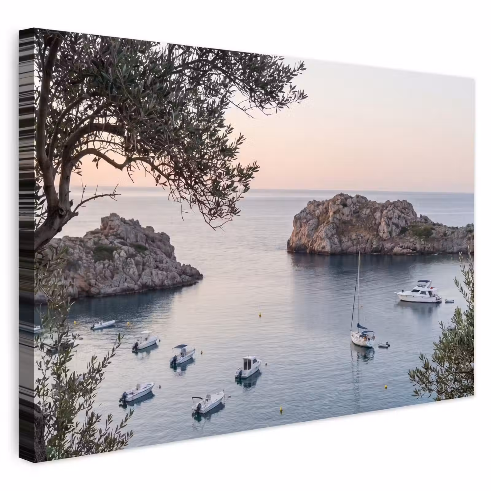 Buiten canvas - Baai - boten - zonsondergang - Baai - boten - zonsondergang Tuinposter op houten frame 2 cm dik klein
