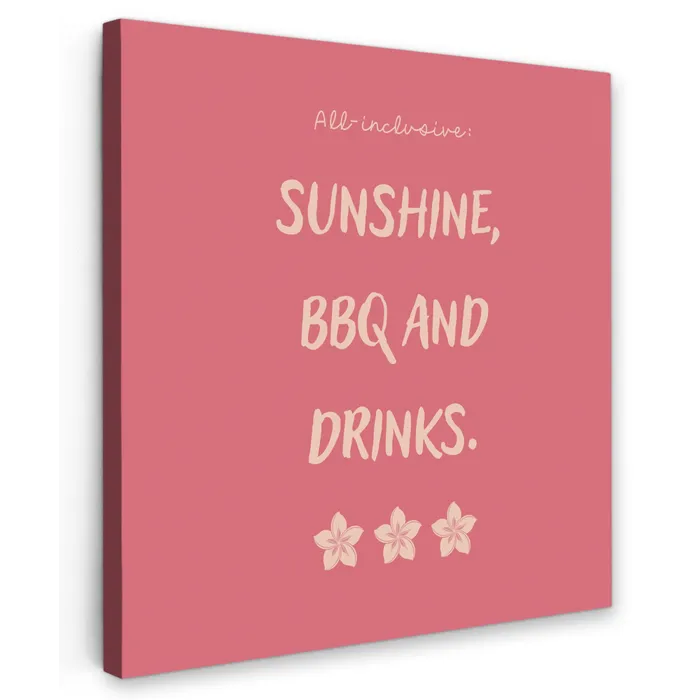 BBQ - Quote - Roze - Zomer Tuinposter op houten frame 2 cm dik middel -3d