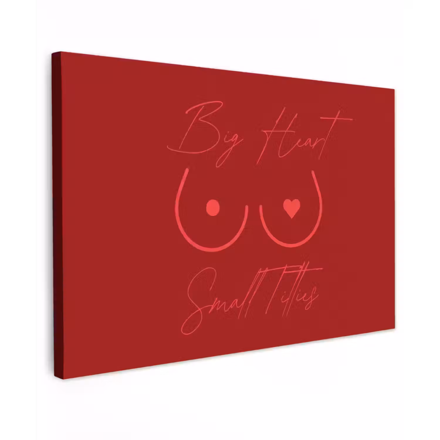 big heart small titties - Hart - Rood Tuinposter op houten frame 2 cm dik klein -3d