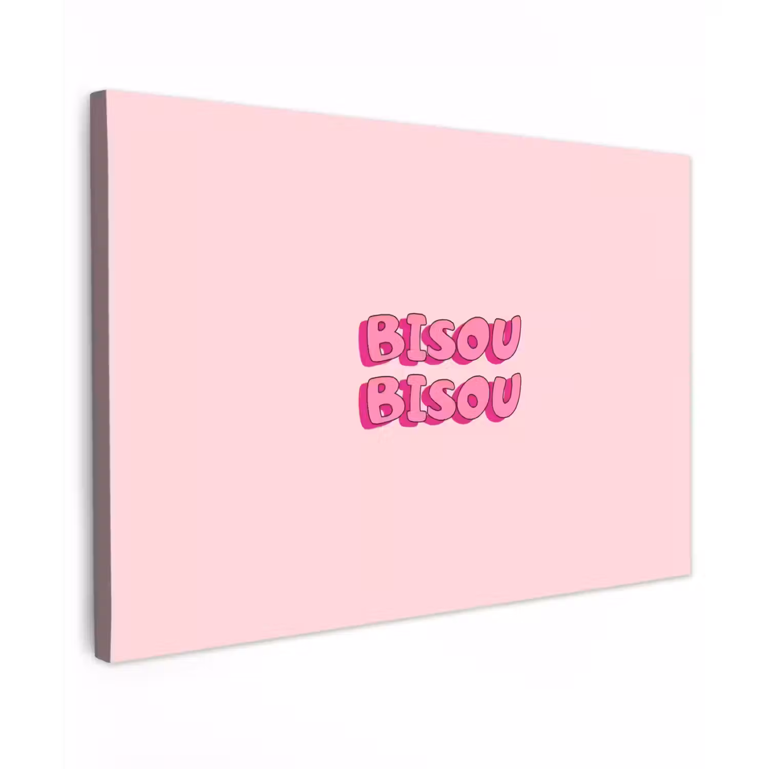 Bisou - Roze - Schaduw Tuinposter op houten frame 2 cm dik klein -3d